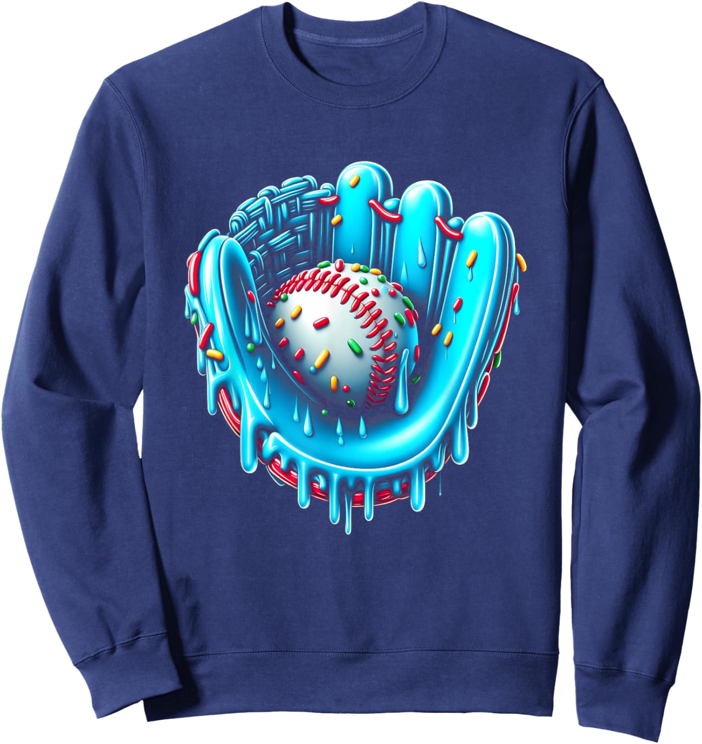 Ice Cream Drip Baseball Bat With SprinklesDrip Cone Glove Sweatshirt - Sweatshirt | Navy