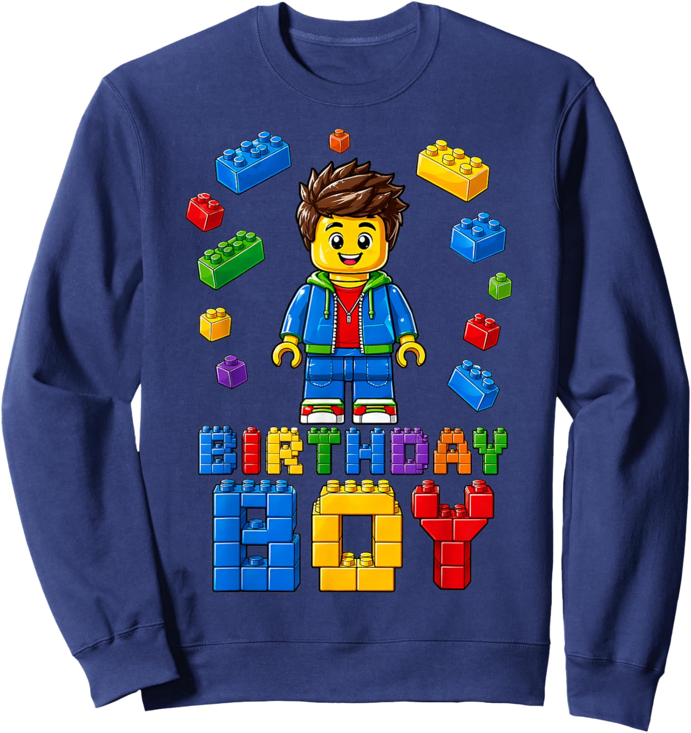 Master Builder Boy Brick Block Building Blocks Birthday Boys Sweatshirt - Sweatshirt | Navy
