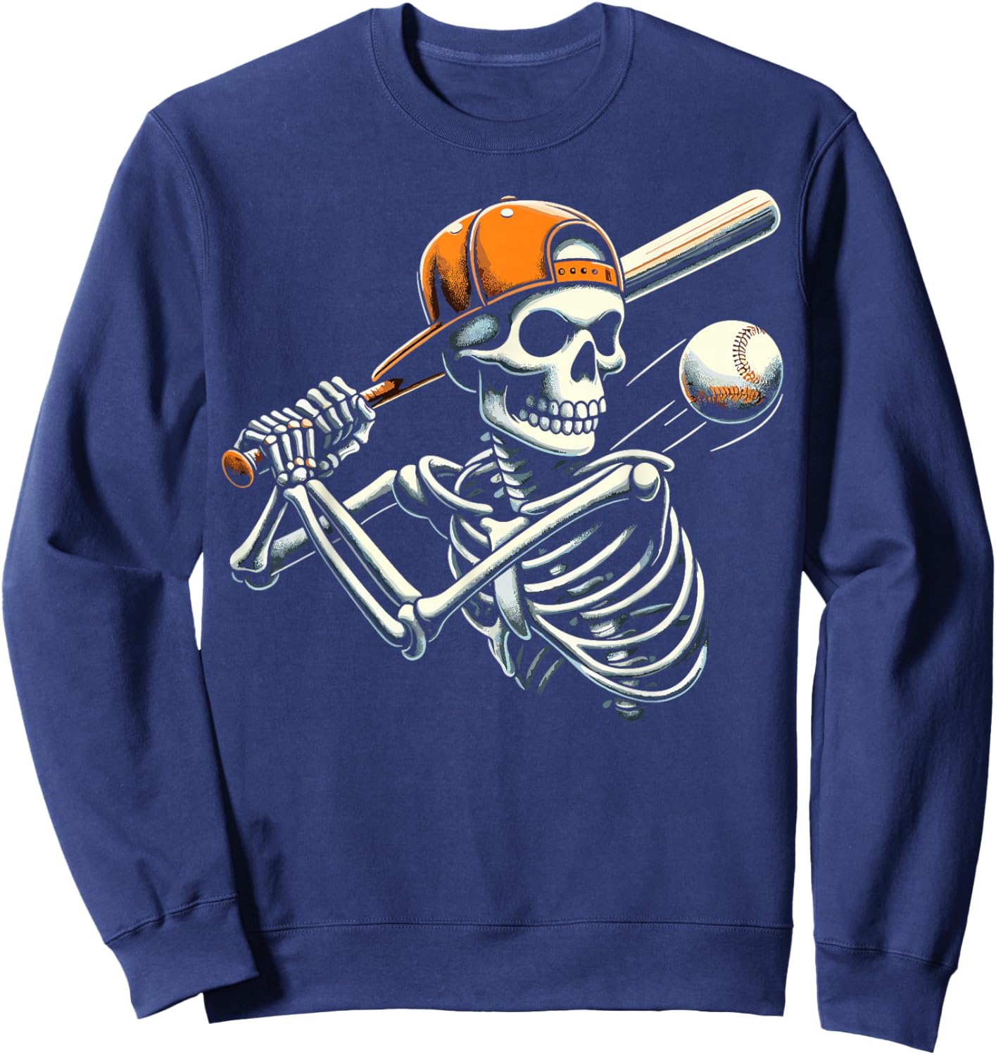 Halloween Boys Batting Skeleton Baseball Sweatshirt - Sweatshirt | Navy