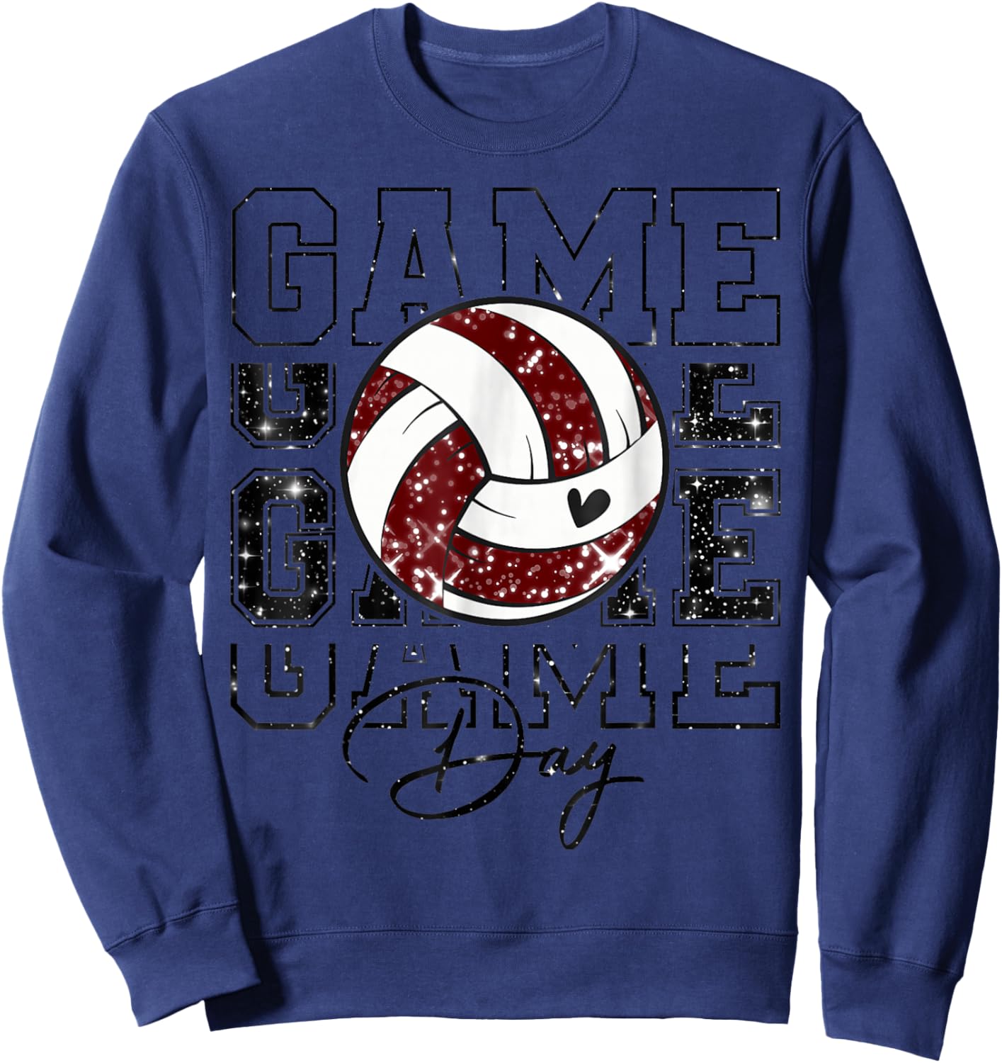 Volleyball Game Day Girls Volleyball Mom Maroon & White Sweatshirt - Sweatshirt | Navy