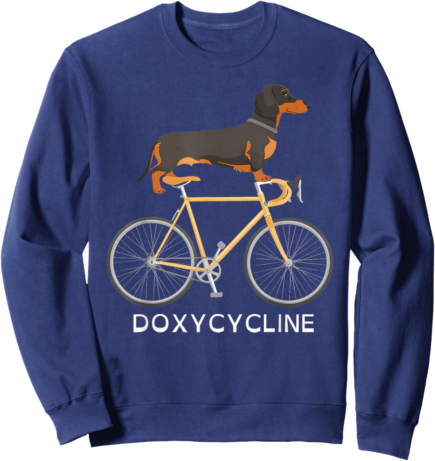 Dachshund on Bicycle Doxycycline Pharmacy Pun Dog Pharmacist Women Sweatshirt - Sweatshirt | Navy