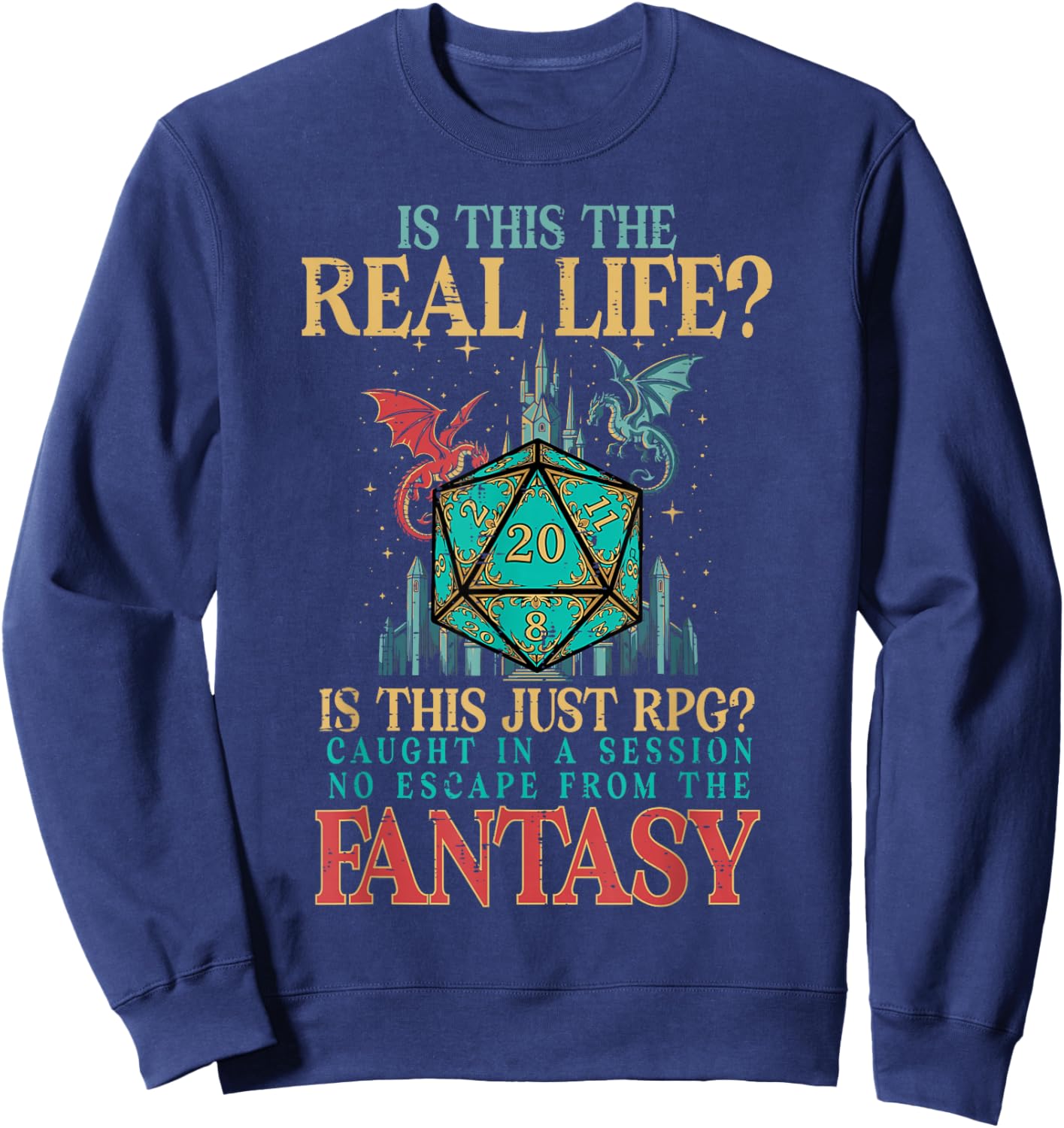 Gaming is This Real Life Or Fantasy Funny Gamer Boys Kid Men Sweatshirt - Sweatshirt | Navy
