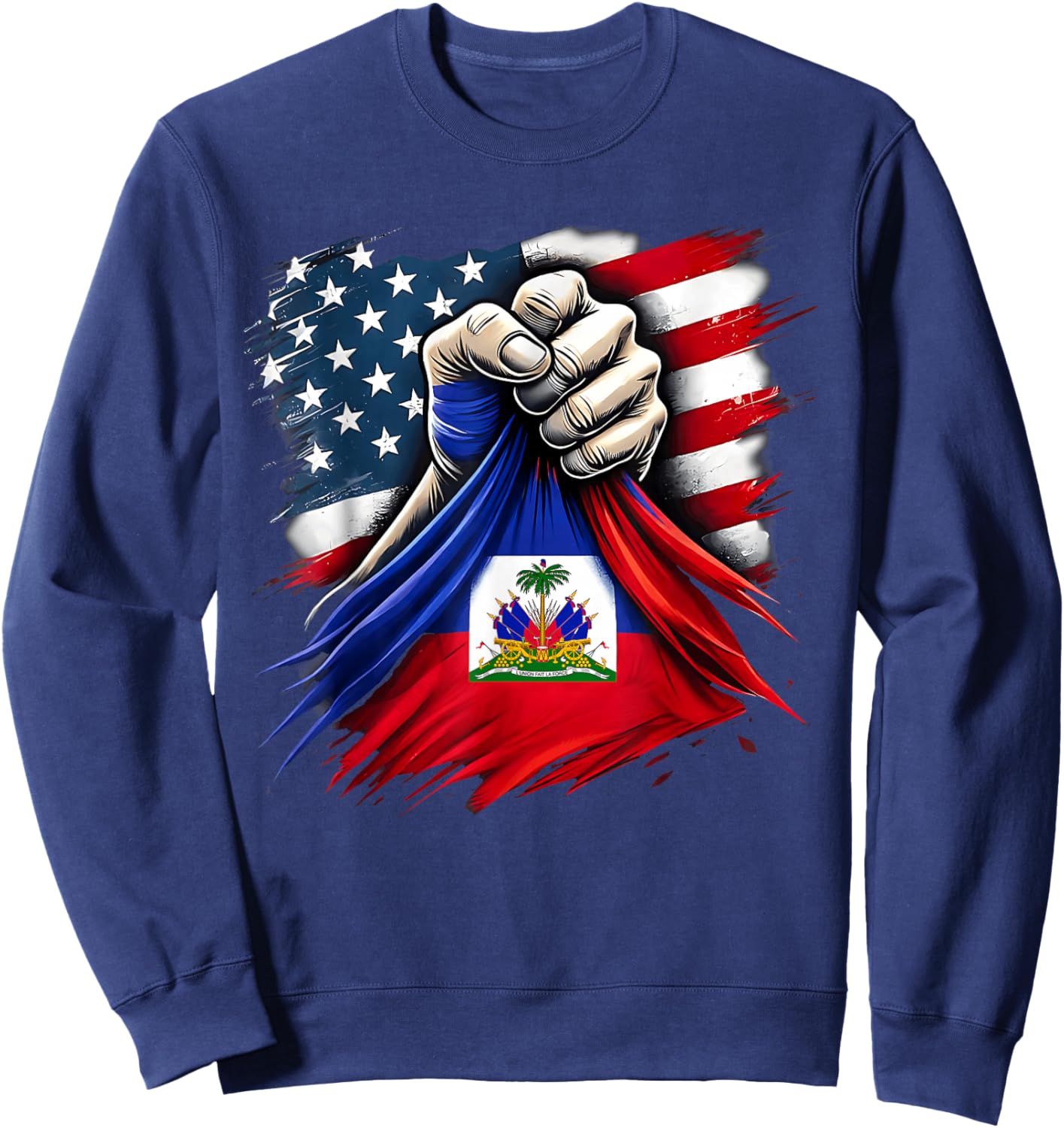Haitian Princess Haitian Flag Day USA Flag Haiti Pride Women Sweatshirt - Sweatshirt | Navy