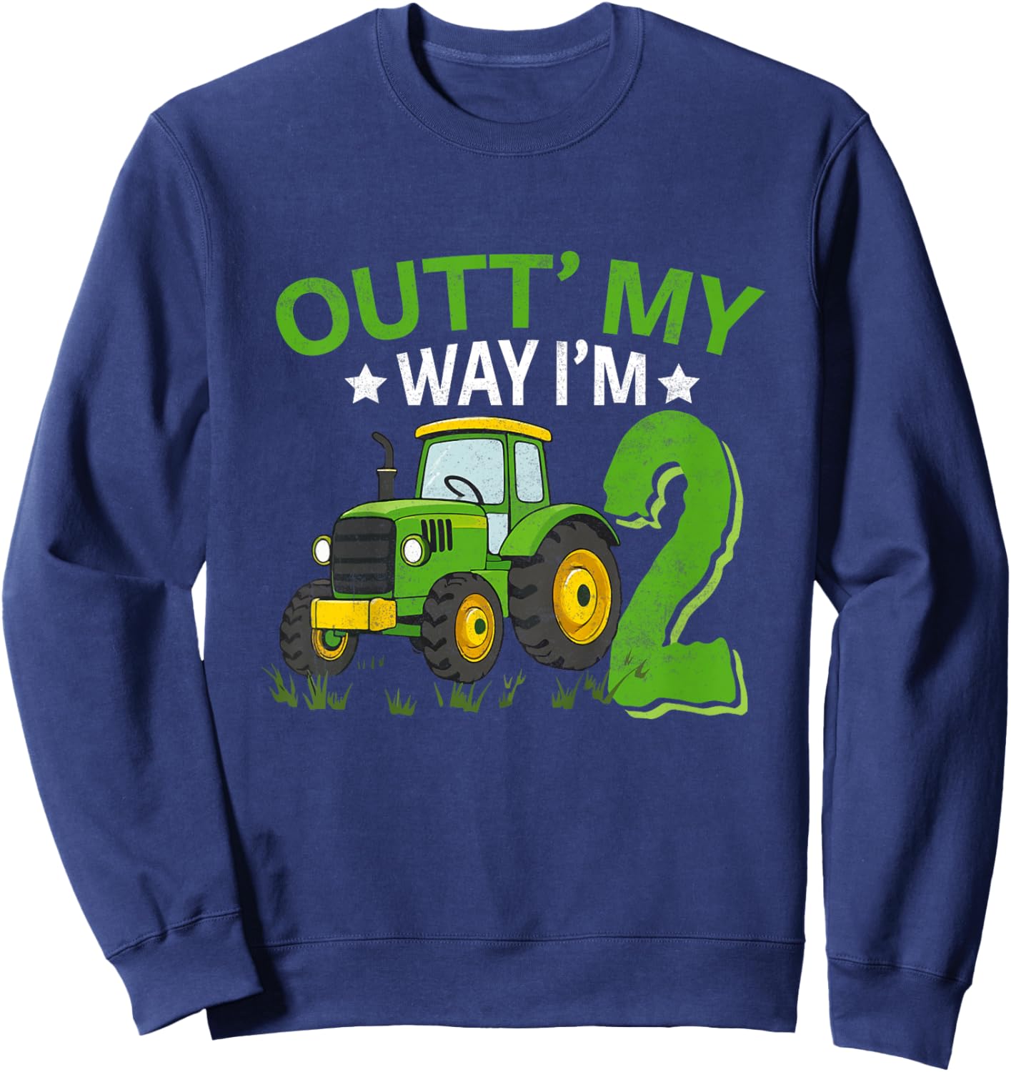 Kids Farm Tractor Boy 2nd Birthday 2 Year Old Toddler Birthday Sweatshirt - Sweatshirt | Navy
