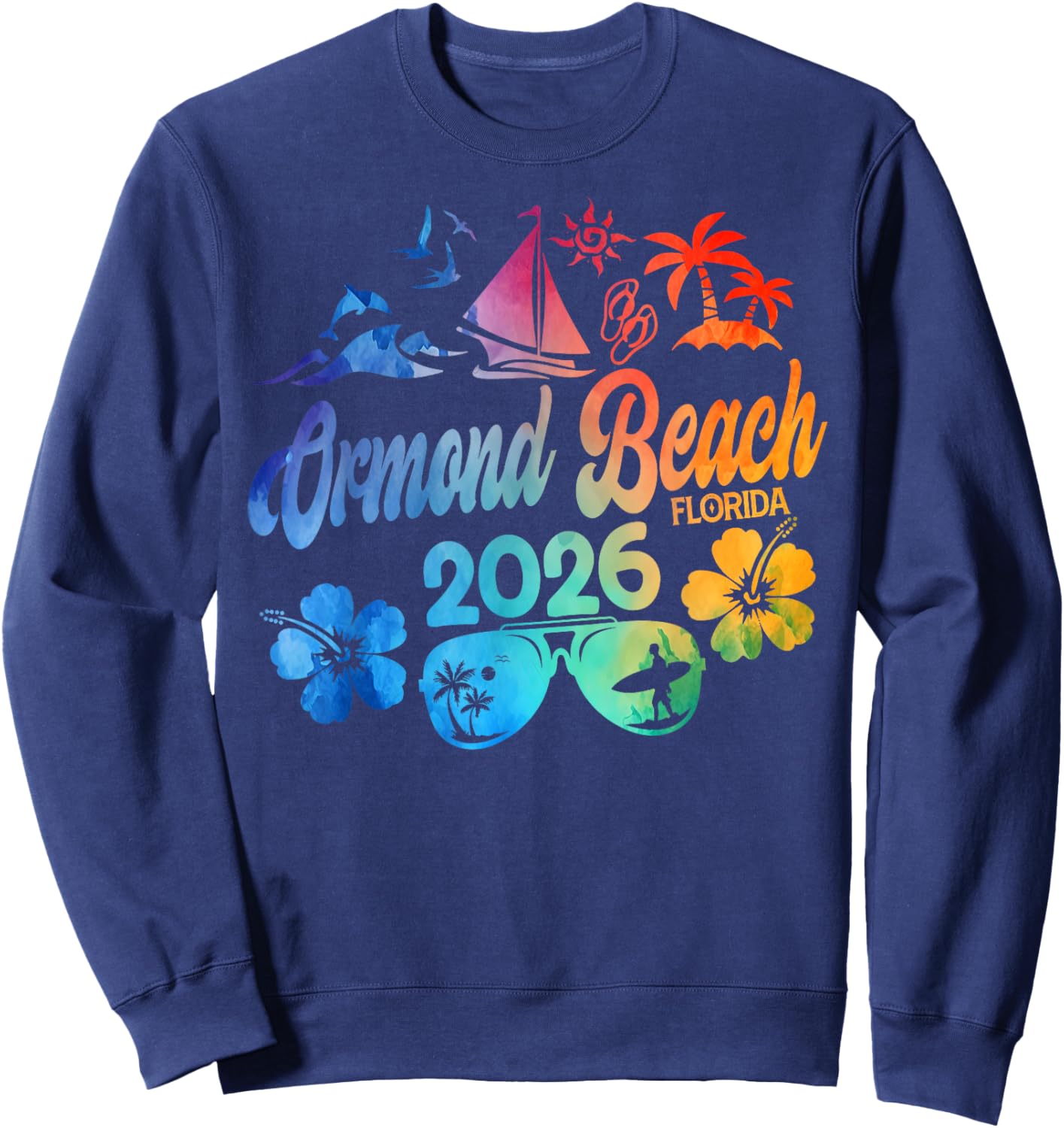Ormond Beach Florida 2026 Vacation Tie Dye Trip Summer Vibes Sweatshirt - Sweatshirt | Navy