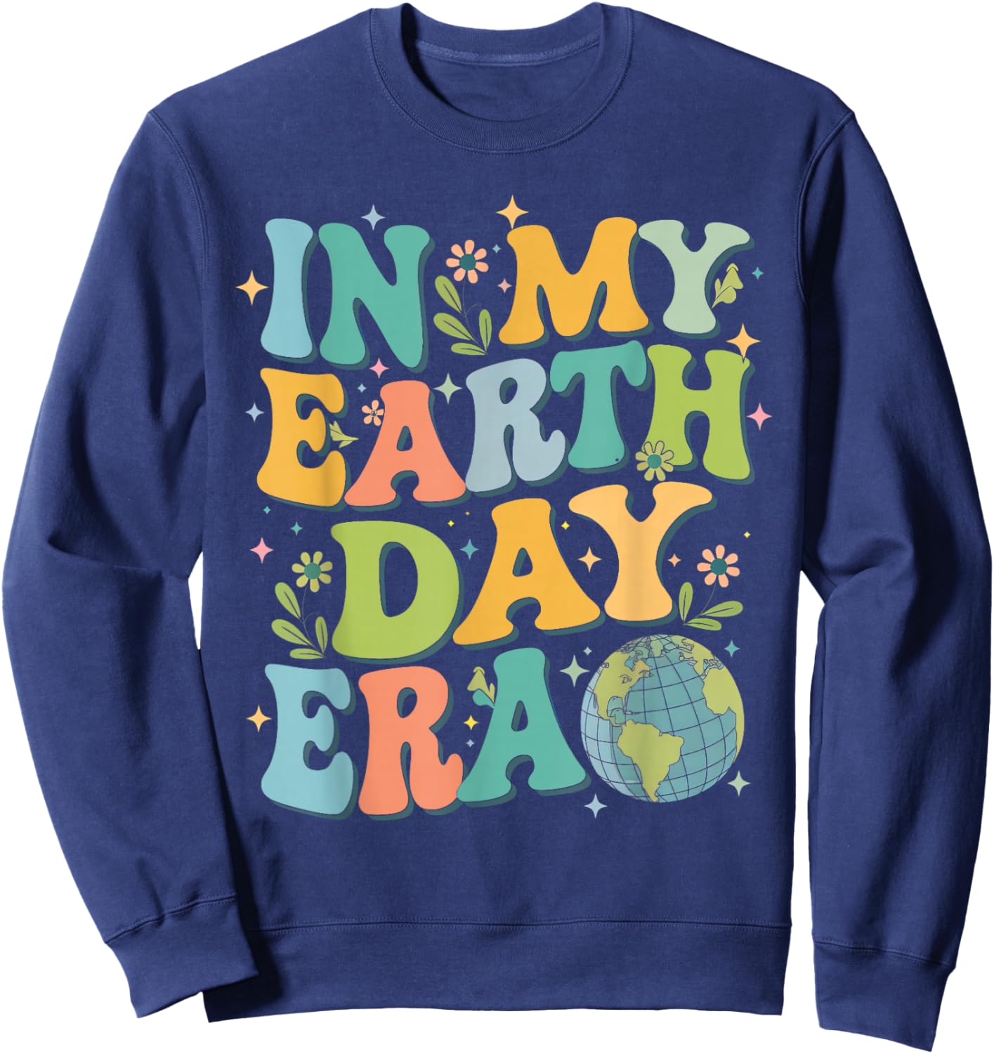 Groovy Retro In My Earth Day Era Boys Girls Kids Sweatshirt - Sweatshirt | Navy