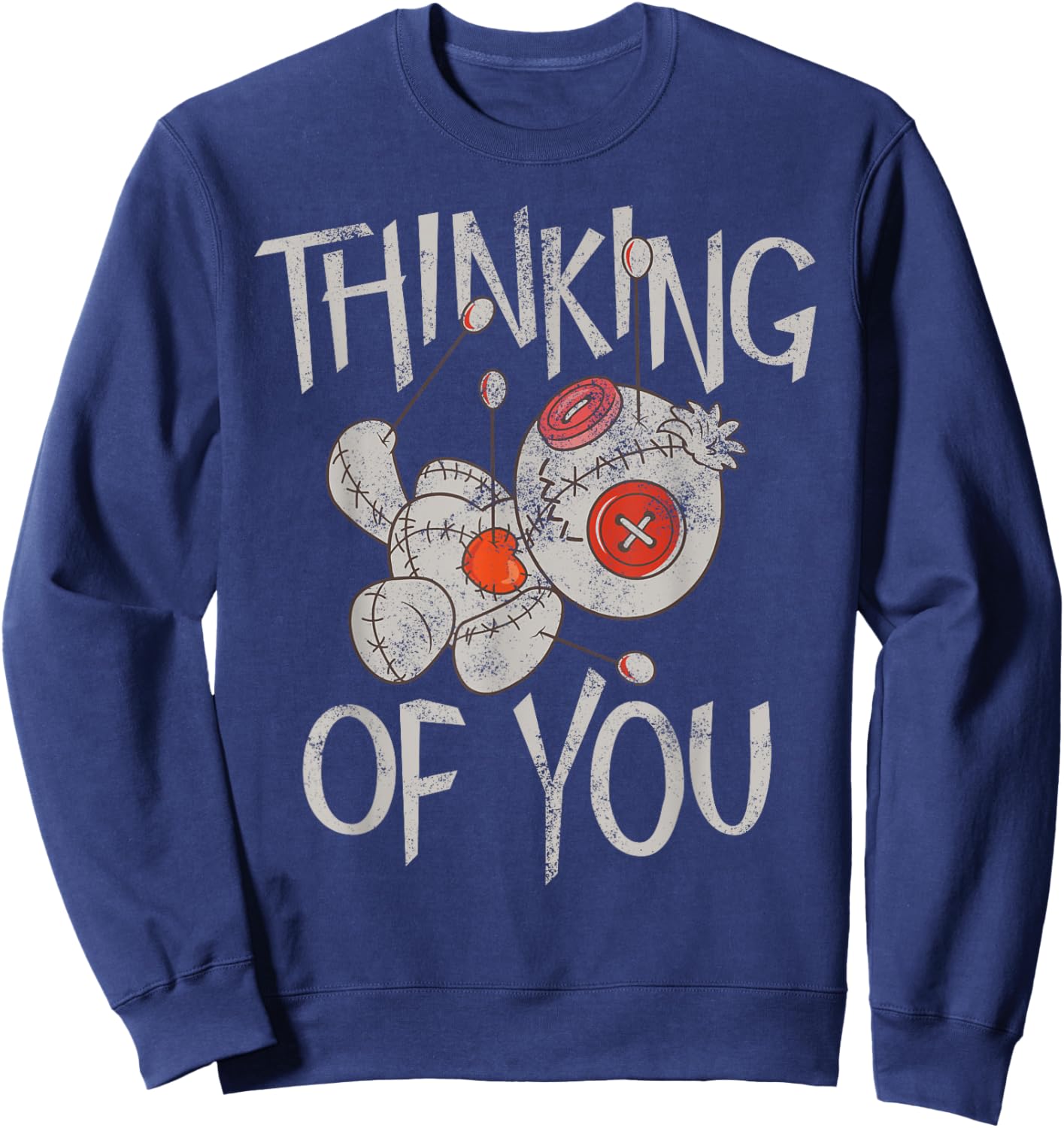 Funny Halloween Thinking of You Funny Voodoo Doll Graphic Sweatshirt - Sweatshirt | Navy