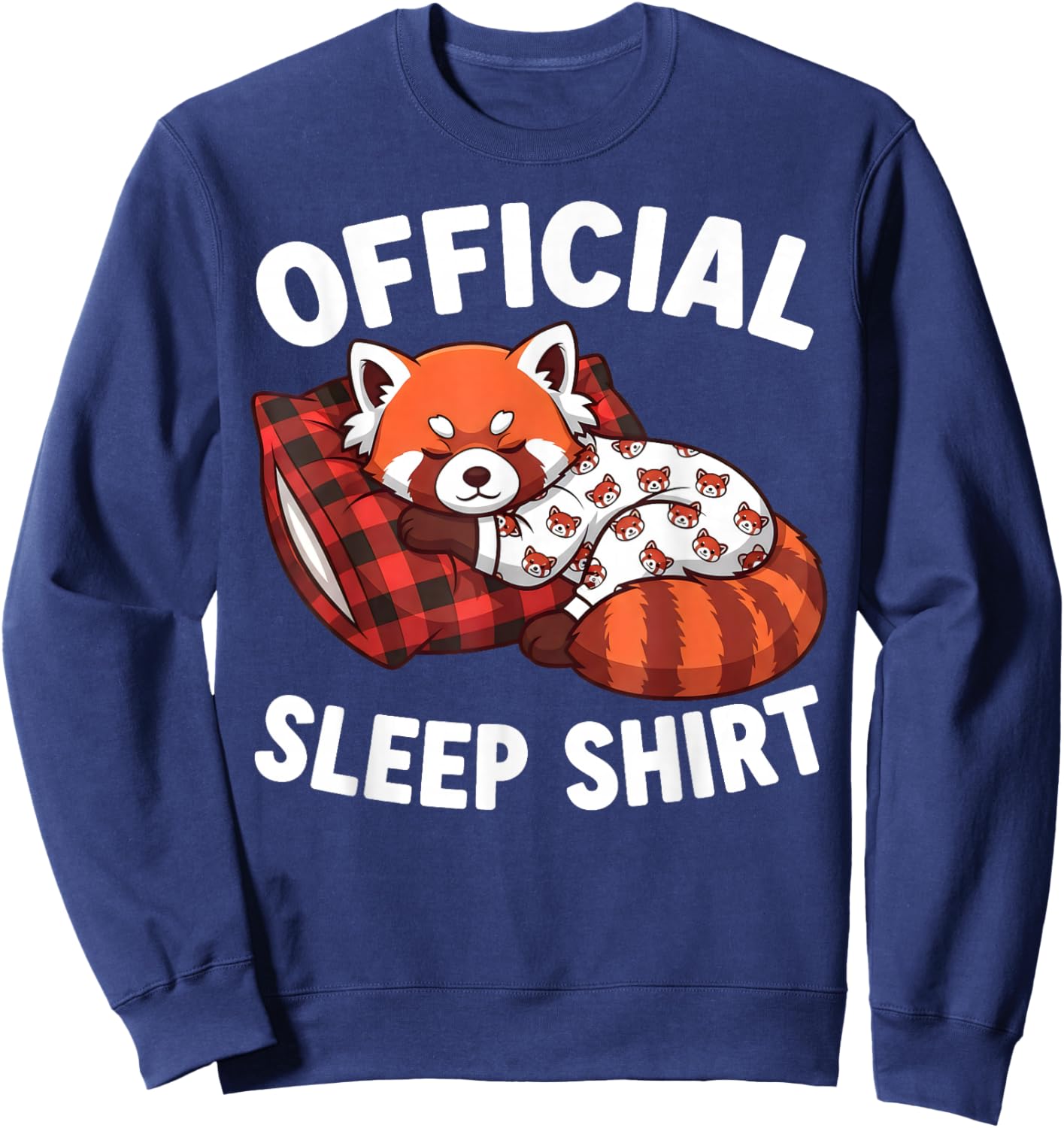 Cute Kawaii Sleeping Red Panda Official Sleepshirt Nightgown Sweatshirt - Sweatshirt | Navy