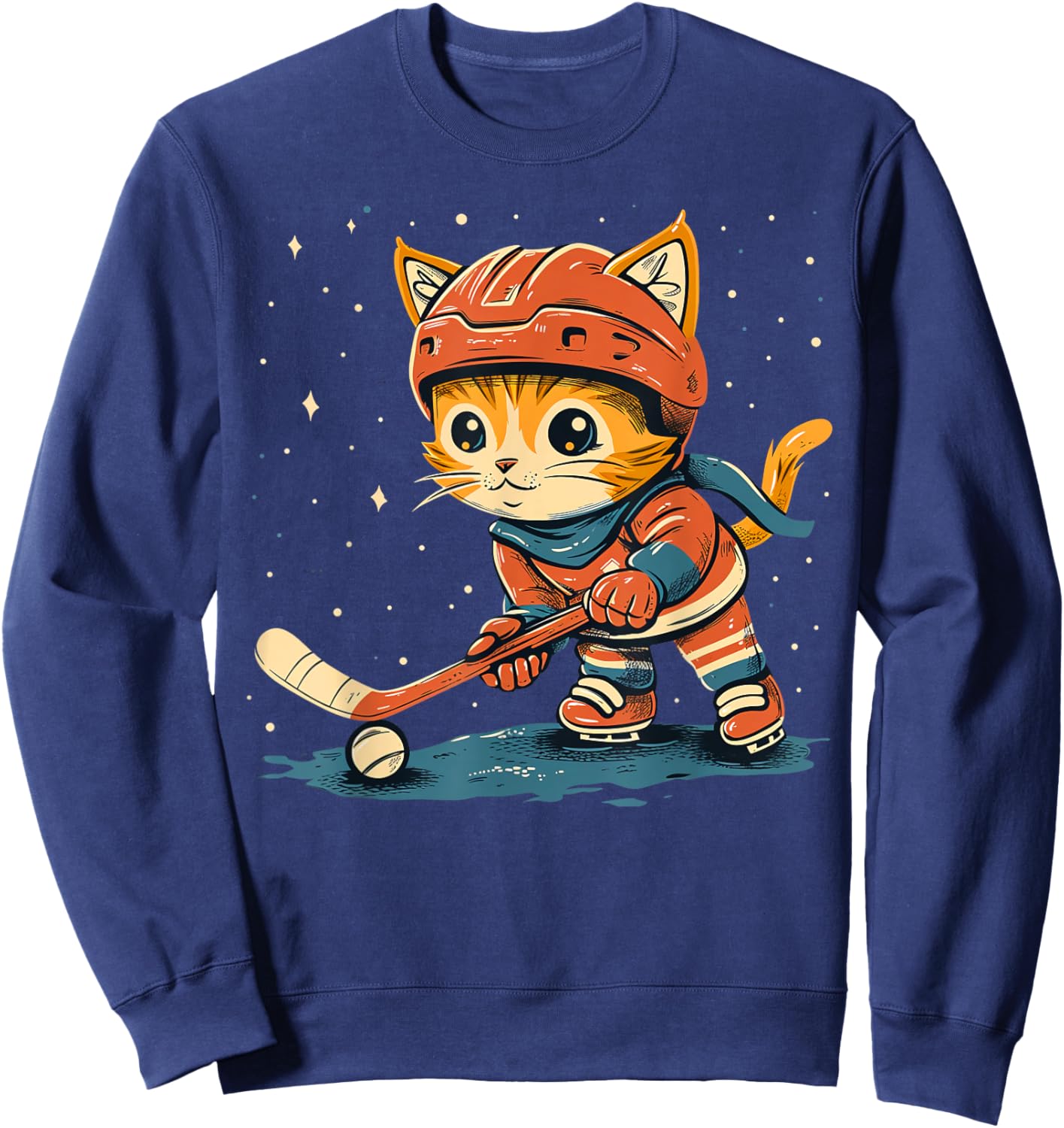 Ice Hockey player Cat on Ice Hockey Women Kids Sweatshirt - Sweatshirt | Navy