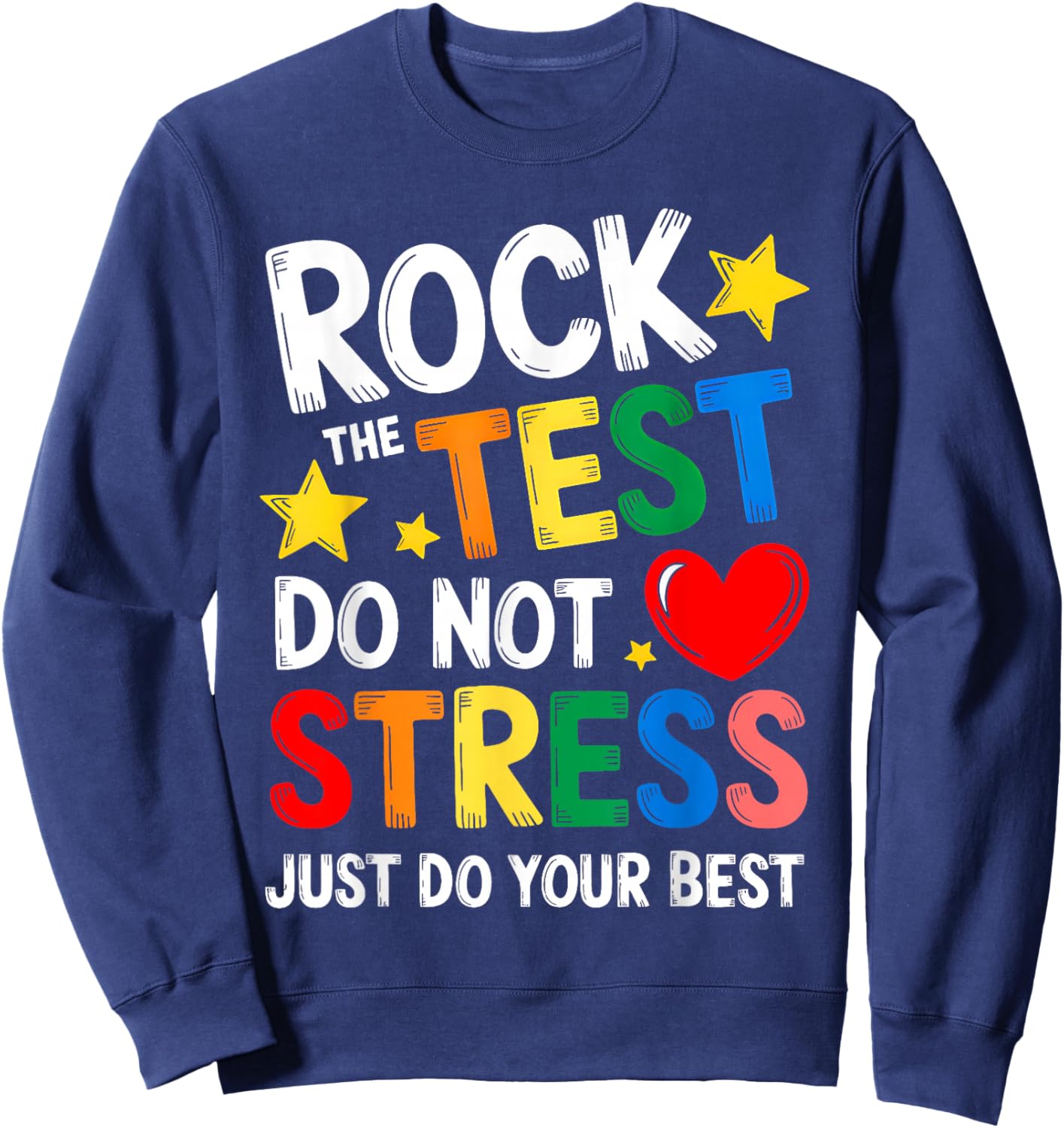 Groovy Rock The Test Teacher Student Test Day Testing Day Sweatshirt - Sweatshirt | Navy