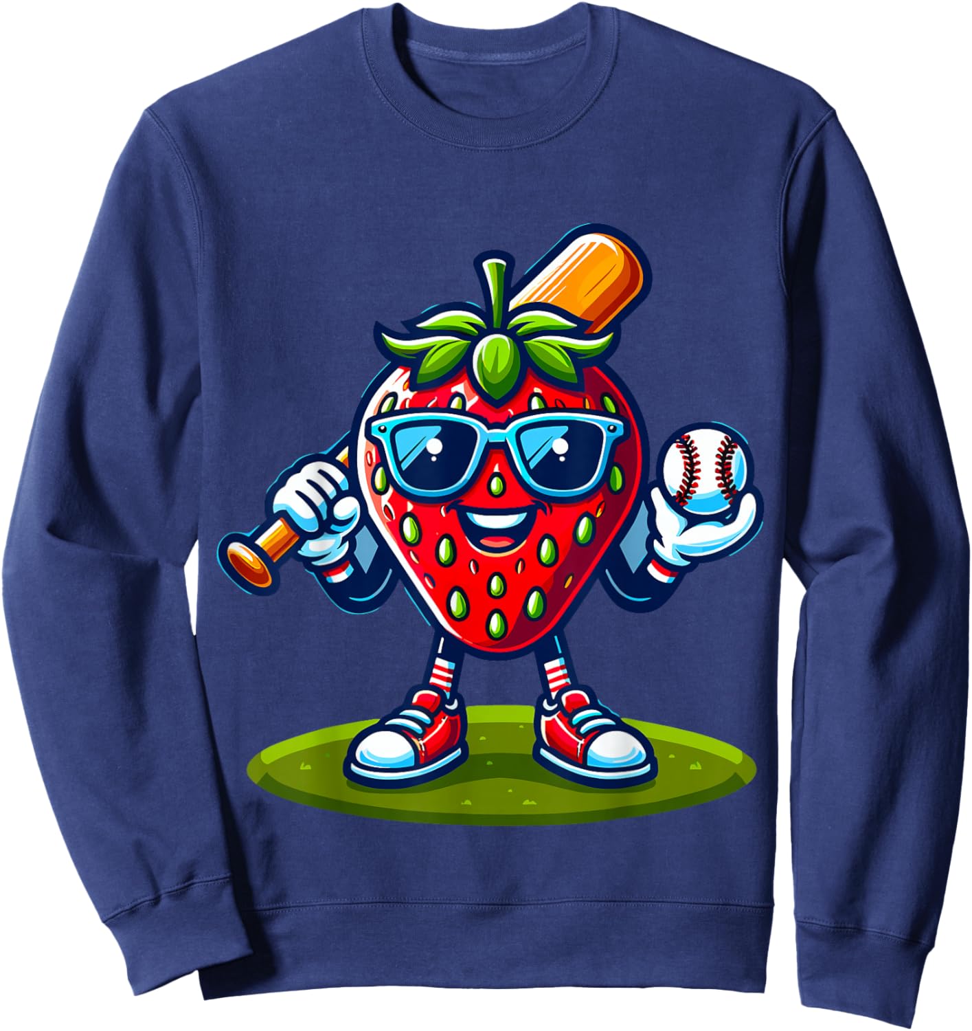 Strawberry Baseball Player Sweatshirt - Sweatshirt | Navy