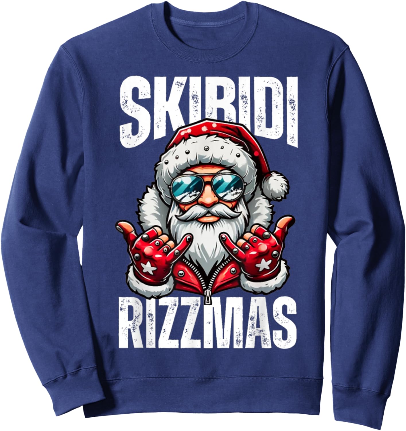 Funny Christmas Rizz Santa Skibidi Rizzmas Sweatshirt - Sweatshirt | Navy