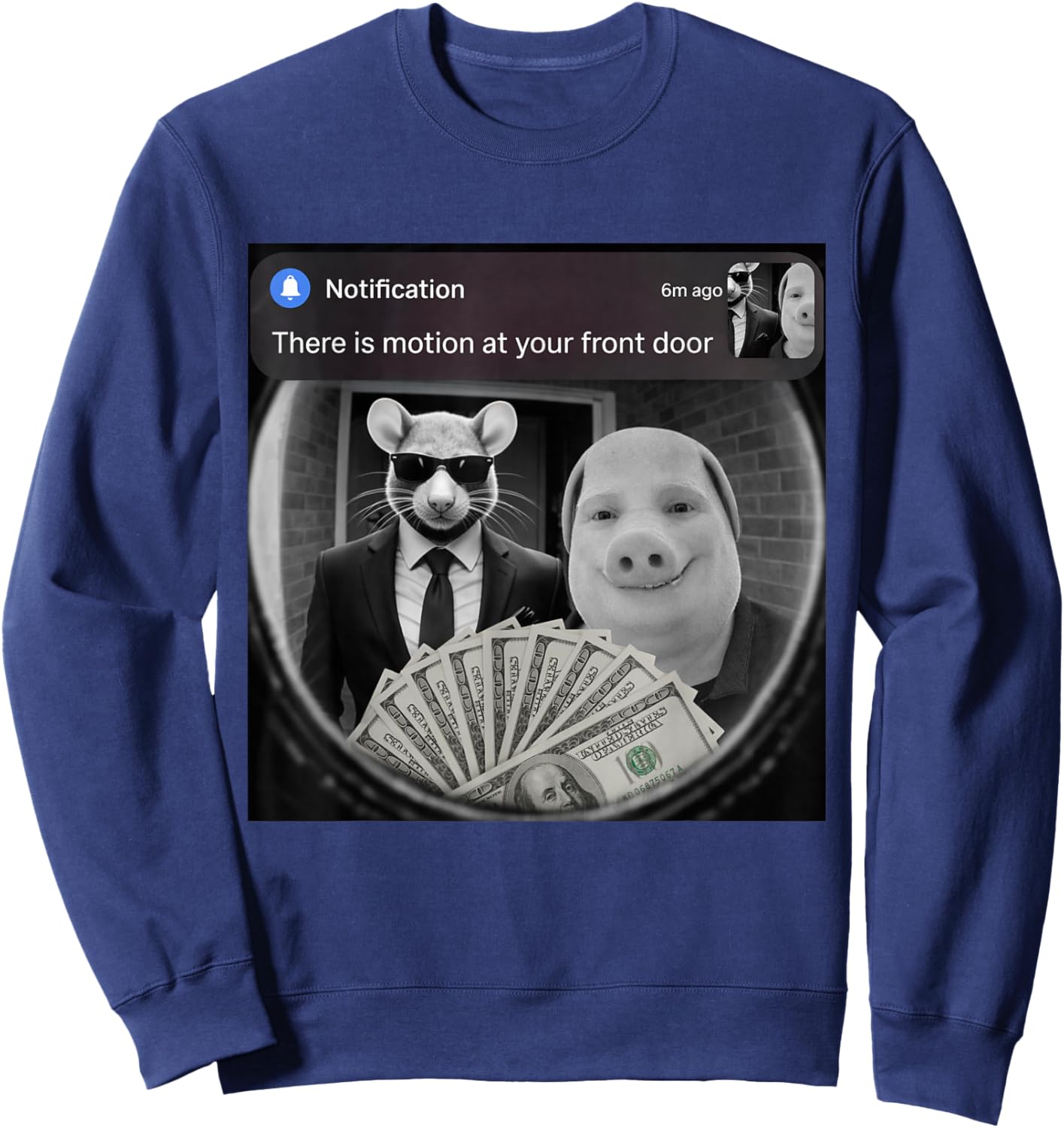 Funny Tim Cheese and John Pork with Motion Meme Sweatshirt - Sweatshirt | Navy