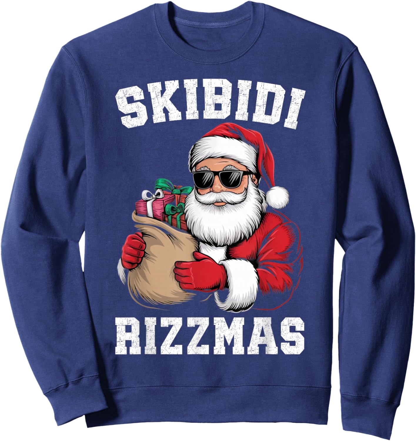Skibidi Rizzmas Christmas Rizz Santa Claus Funny Xmas Sweatshirt - Sweatshirt | Navy