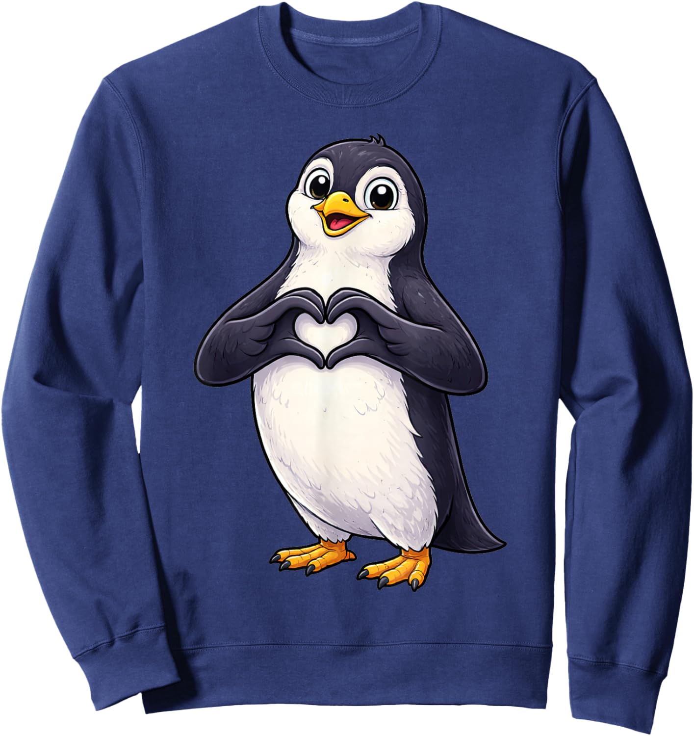 Penguin with Heart | Cute Tailcoat Carrier with Heart Symbol Sweatshirt - Sweatshirt | Navy