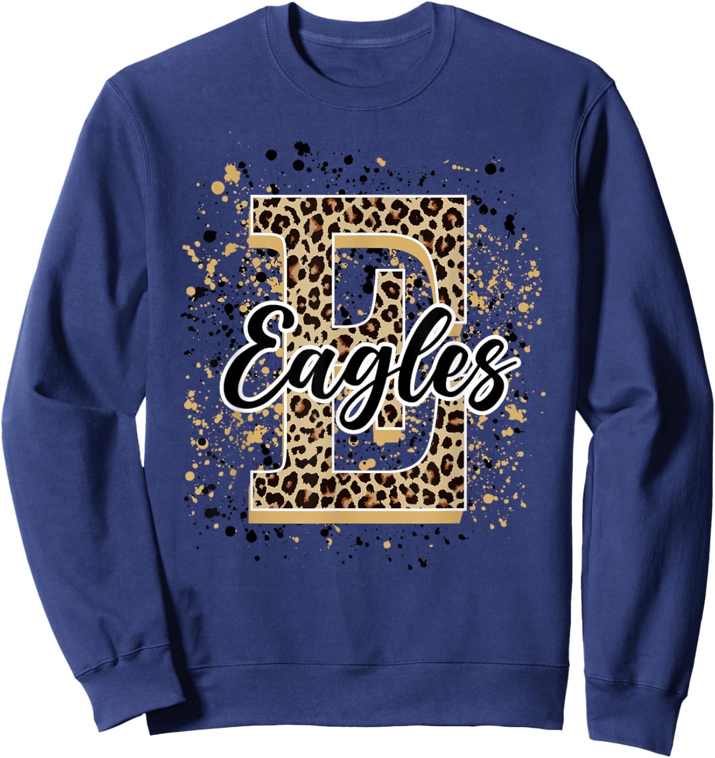 Eagles Splatter School Spirit Eagle Pride Gold Black Eagles Sweatshirt - Sweatshirt | Navy