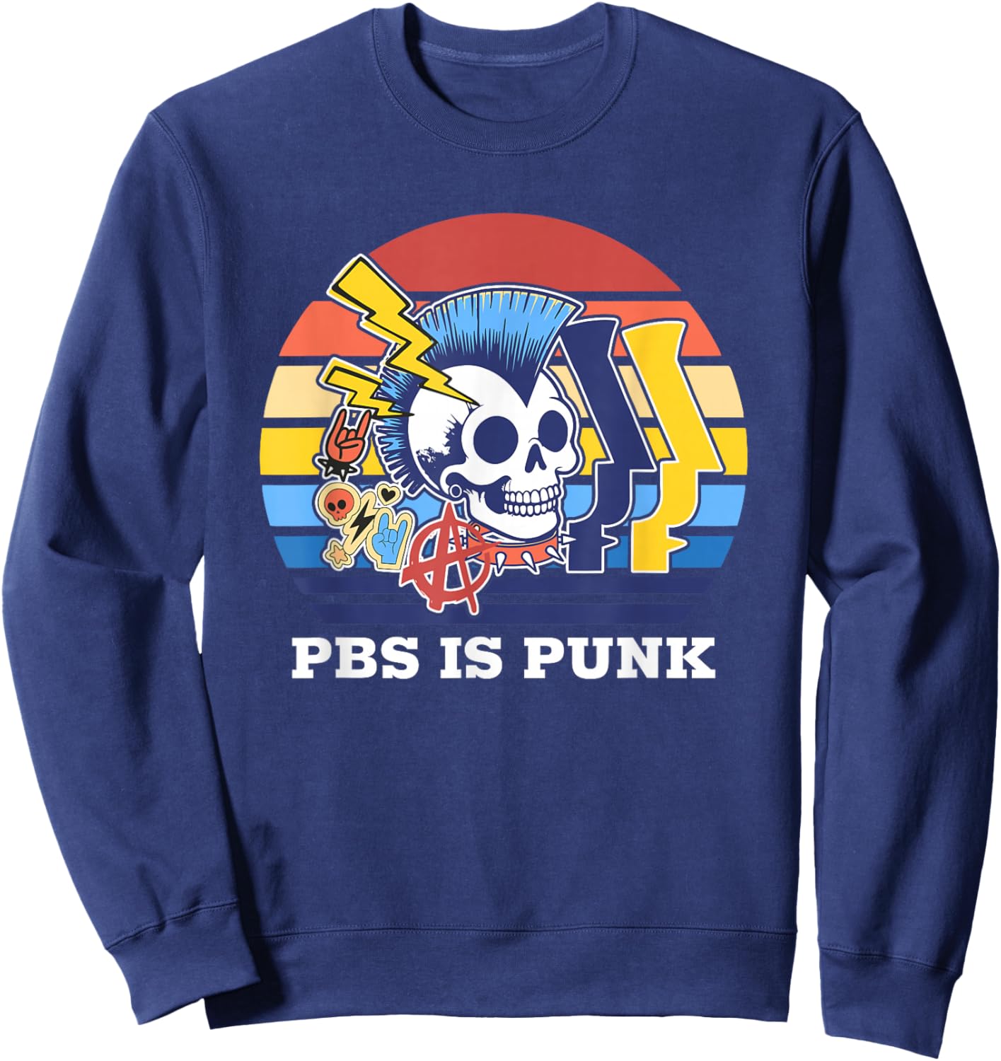 PBS is Punk Funny Sweatshirt - Sweatshirt | Navy