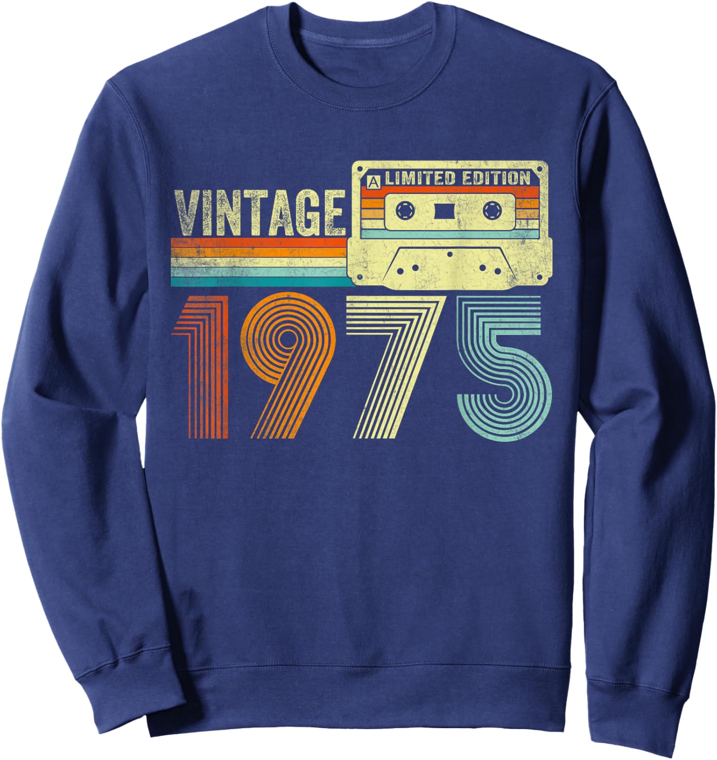Vintage 1975 Cassette Tape 50th Birthday Gifts 50 Years Old Sweatshirt - Sweatshirt | Navy