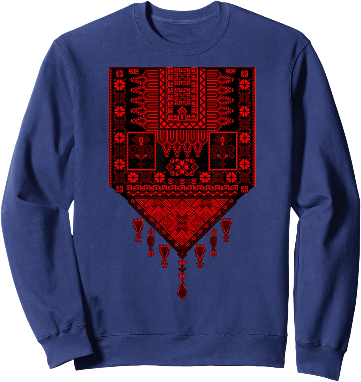 Palestine Tatreez Palestinian Design Ethnic Heritage Tatreez Sweatshirt - Sweatshirt | Navy