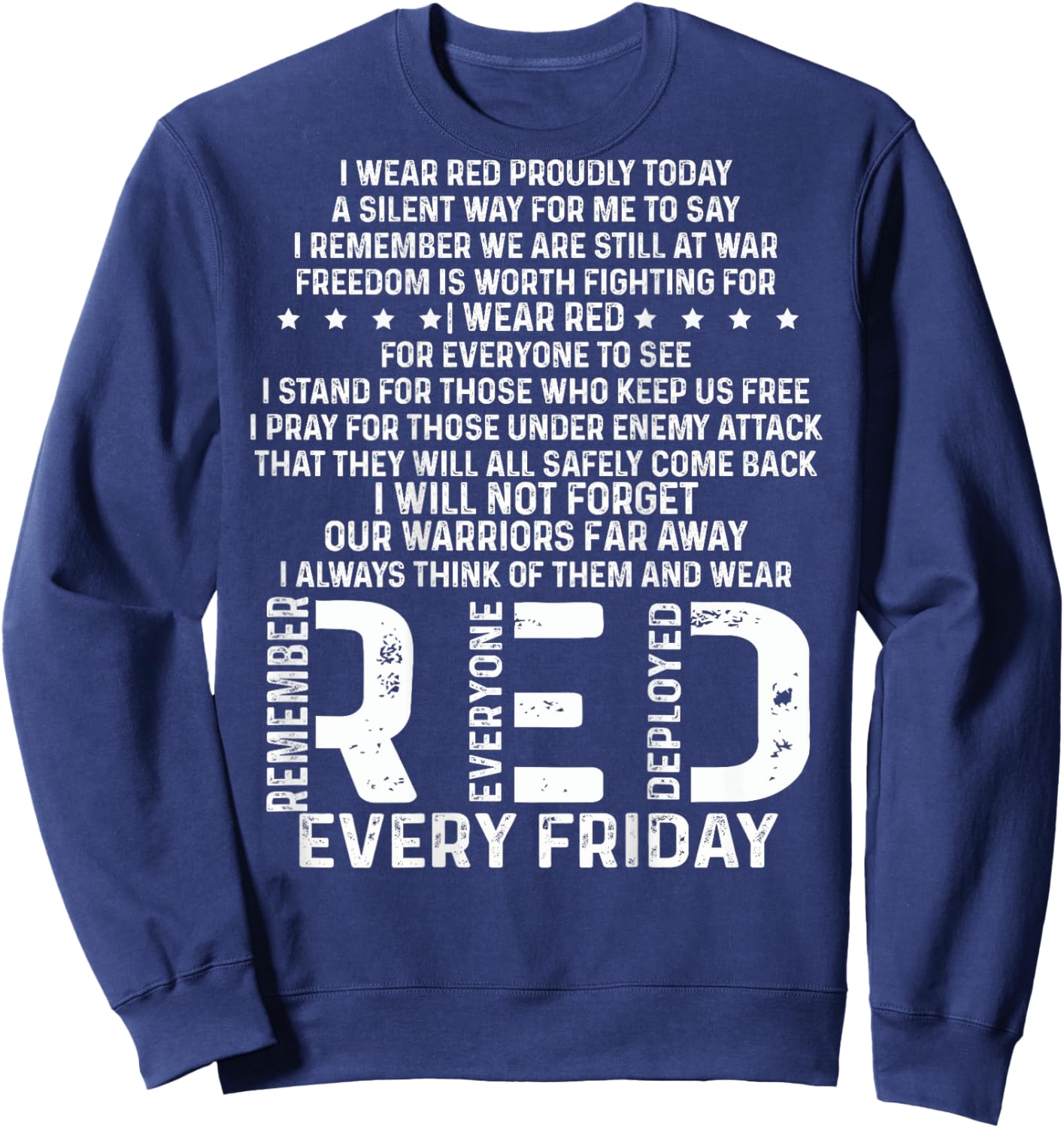 Red Friday Remember The Deployed Military Troops Poem Sweatshirt - Sweatshirt | Navy