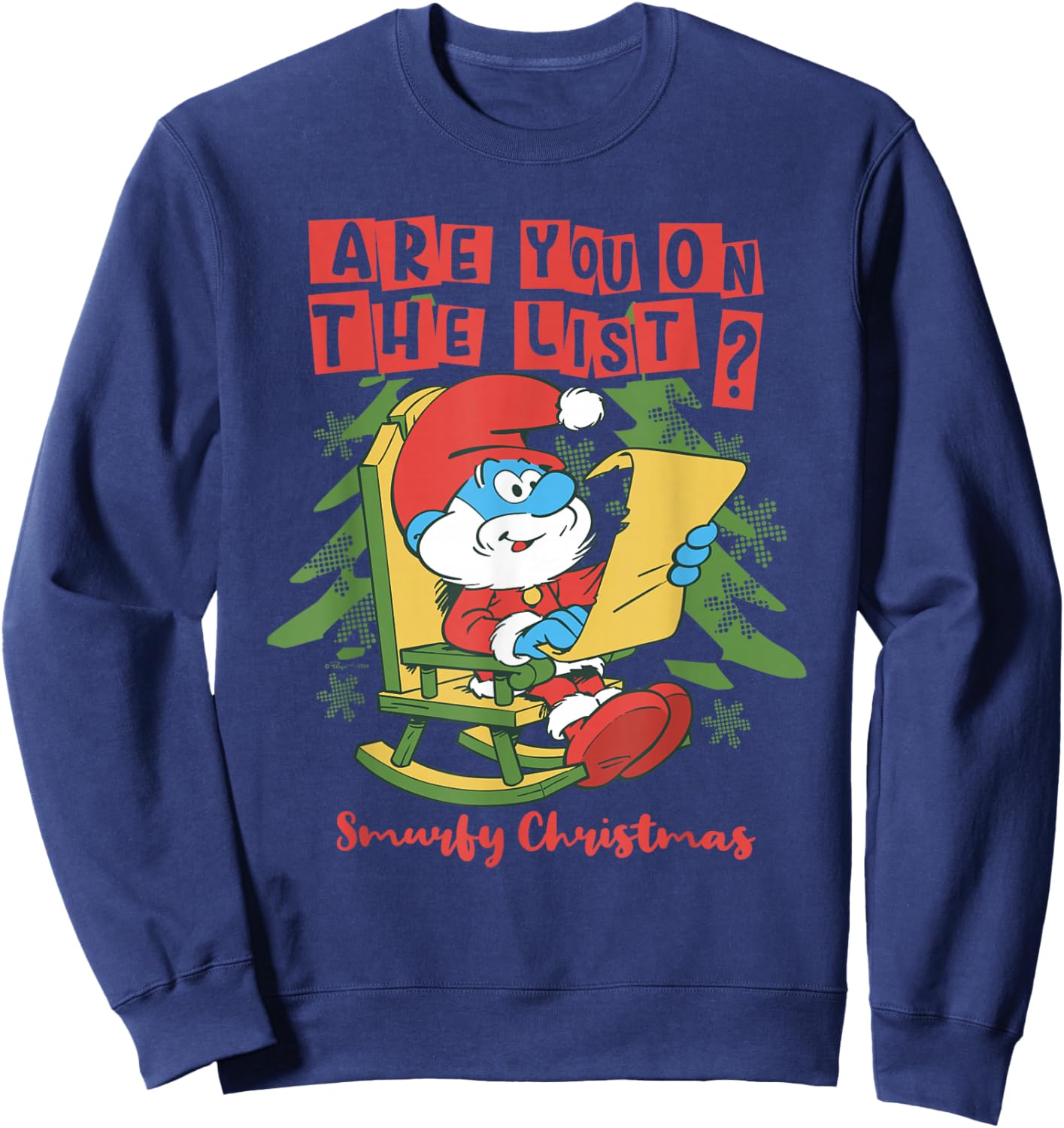 The Smurfs Christmas, Papa Smurf Are You On The List Sweatshirt - Sweatshirt | Navy