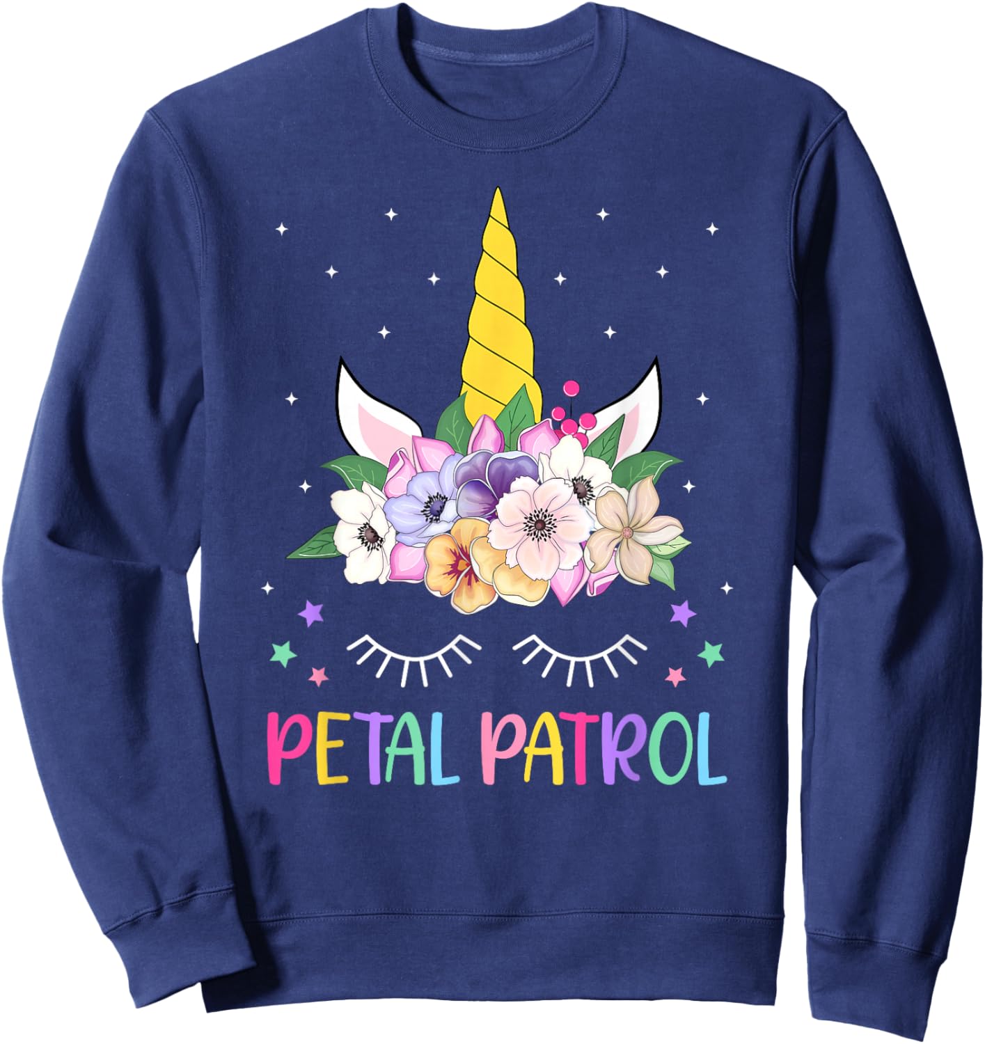 Petal Patrol Flower Girl Unicorn Wedding Flower Girls Sweatshirt - Sweatshirt | Navy