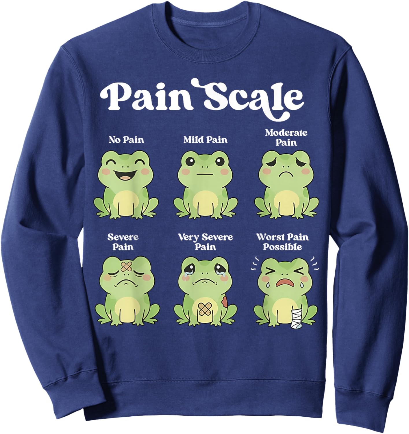 Pain Scale Frog Nurse Healthcare Worker Pain Assessment Sweatshirt - Sweatshirt | Navy