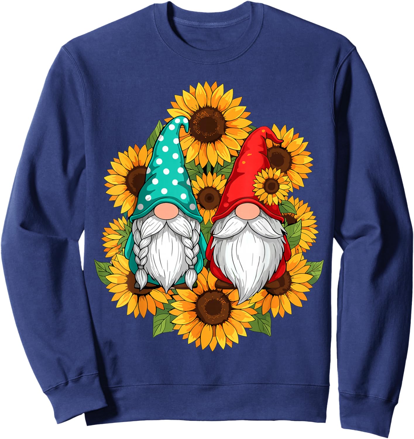 Sunflower Gnome Hippie Floral Sweatshirt - Sweatshirt | Navy