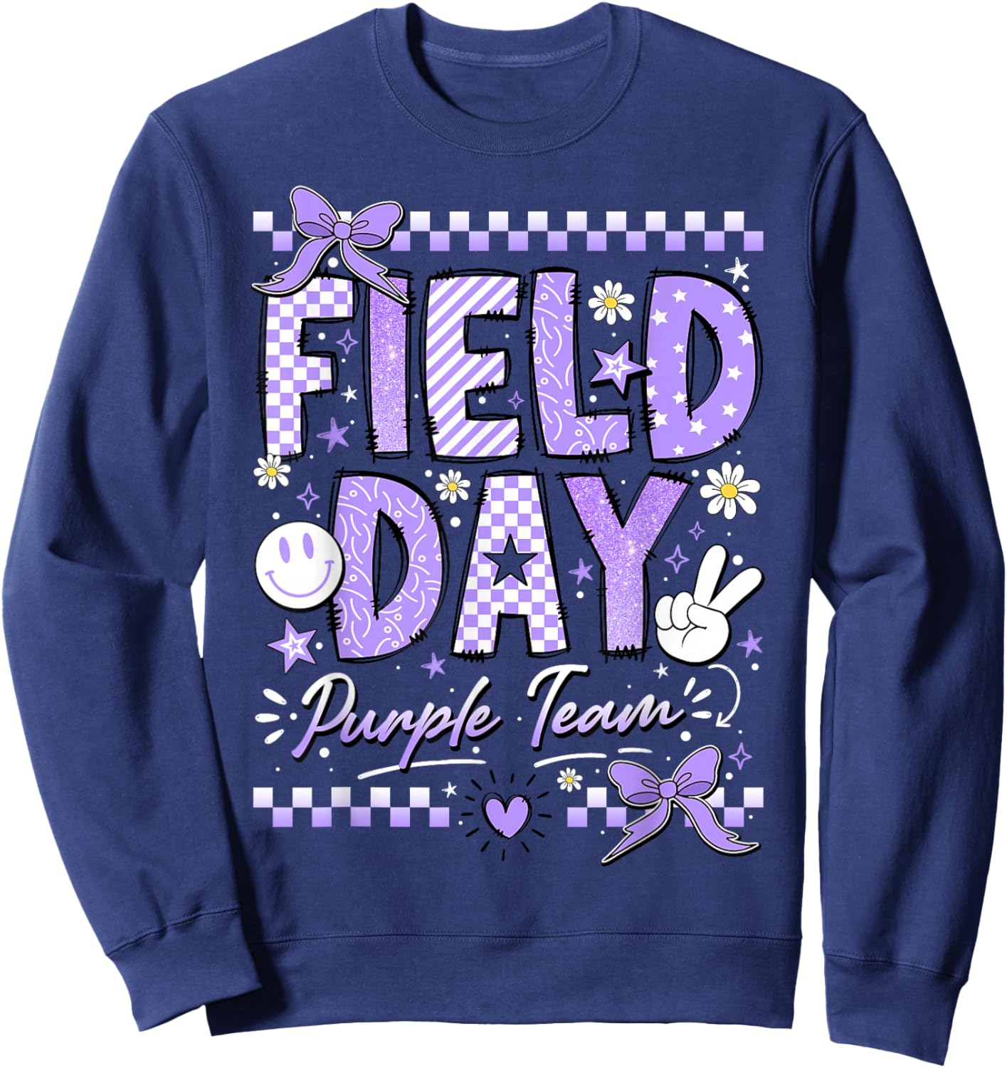 Purple Team Happy Field Day School Trip for Teacher Student Sweatshirt - Sweatshirt | Navy