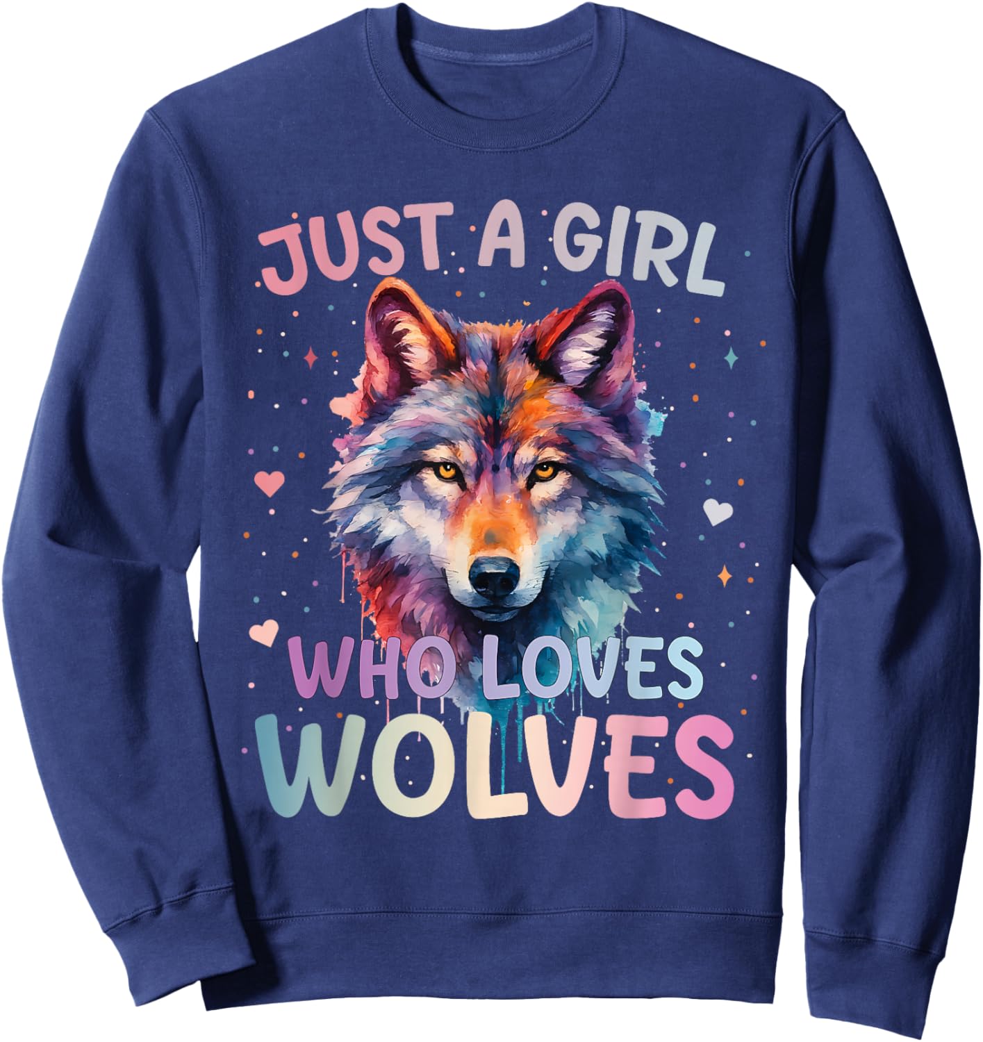 Just A Girl Who Loves Wolves Wolf Lover Women Girls Sweatshirt - Sweatshirt | Navy