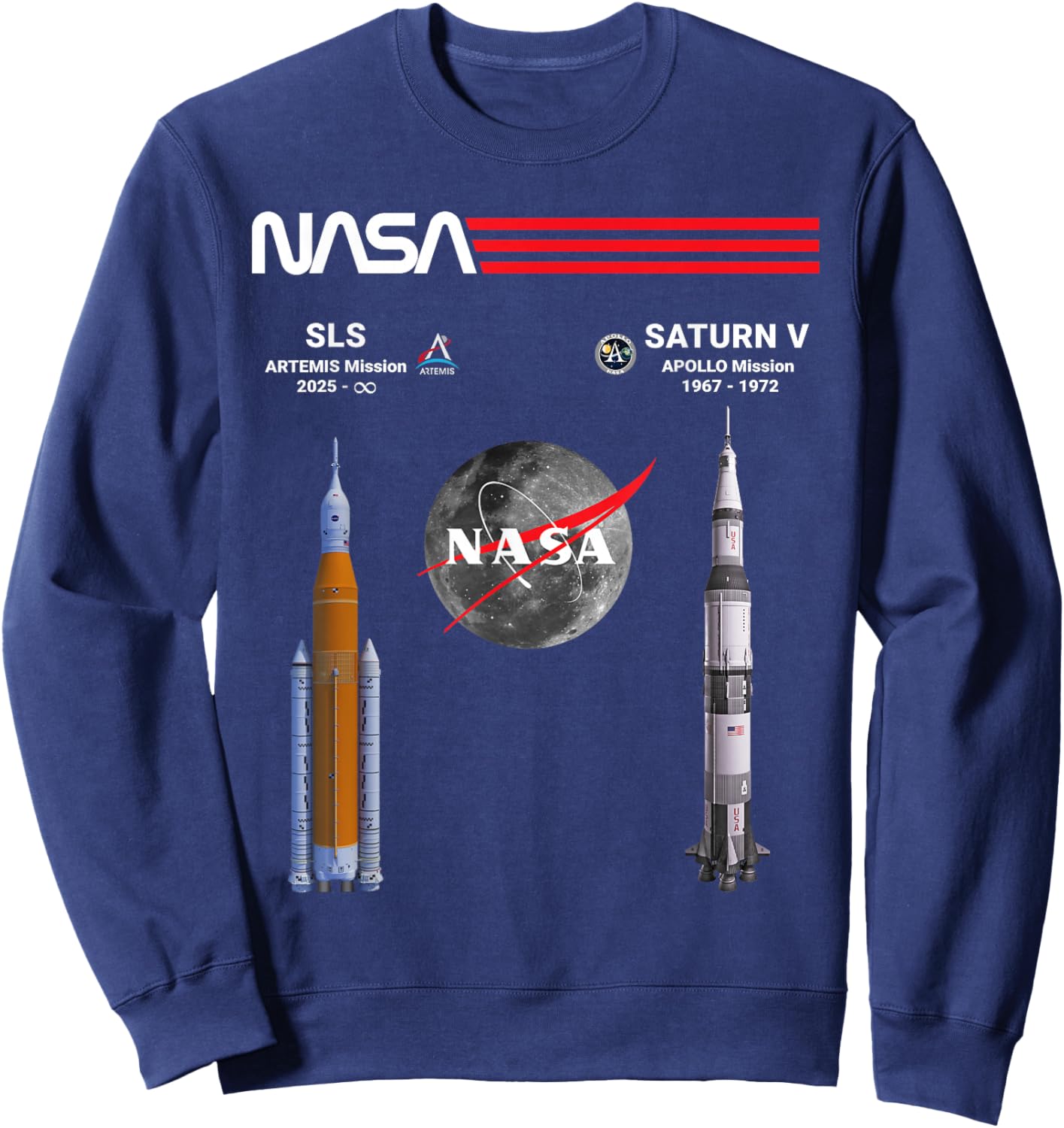 NASA Artemis Apollo Mond Mission SLS Saturn V Sweatshirt - Sweatshirt | Navy