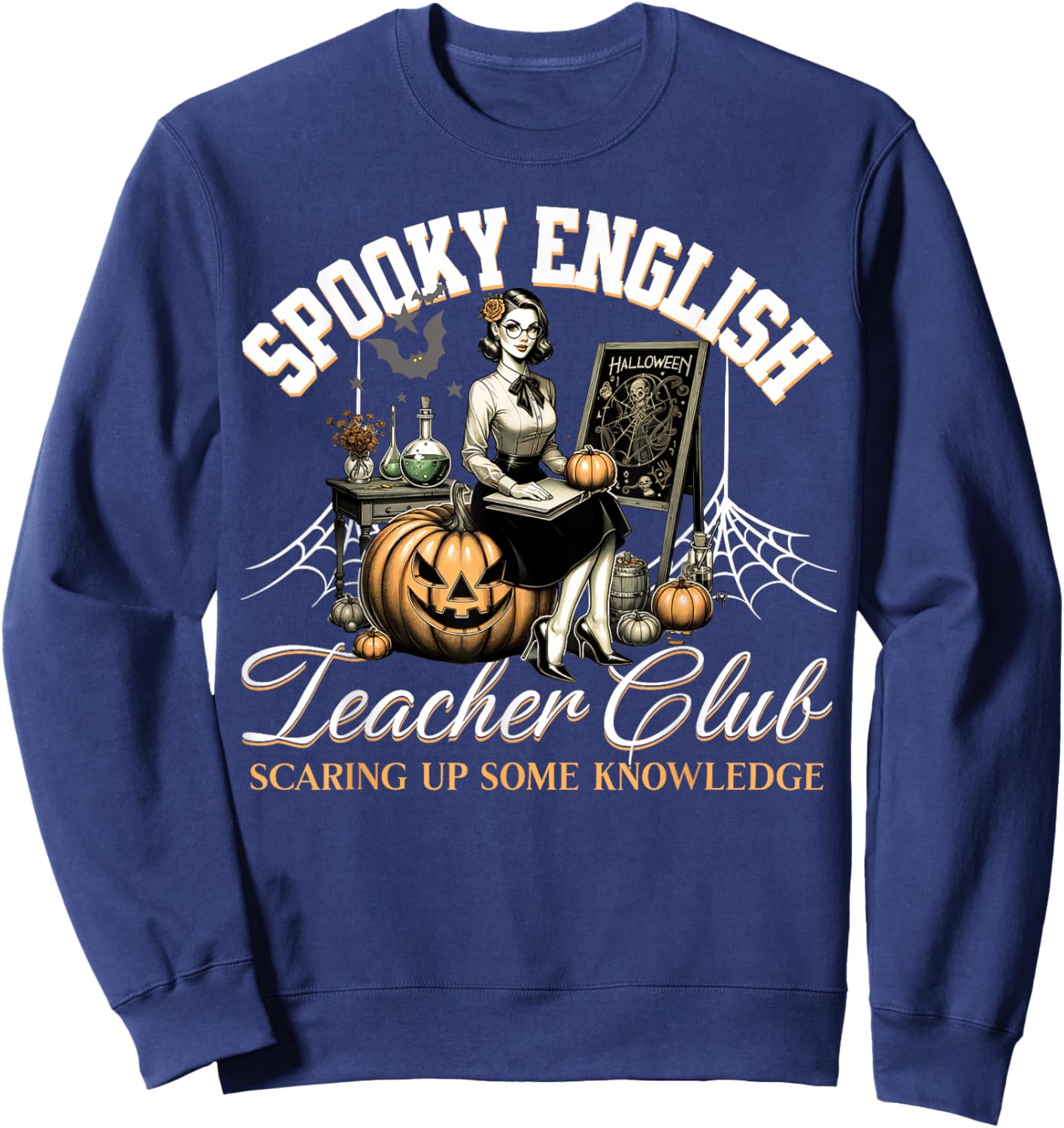 Spooky English Teacher Club Halloween Sweatshirt - Sweatshirt | Navy