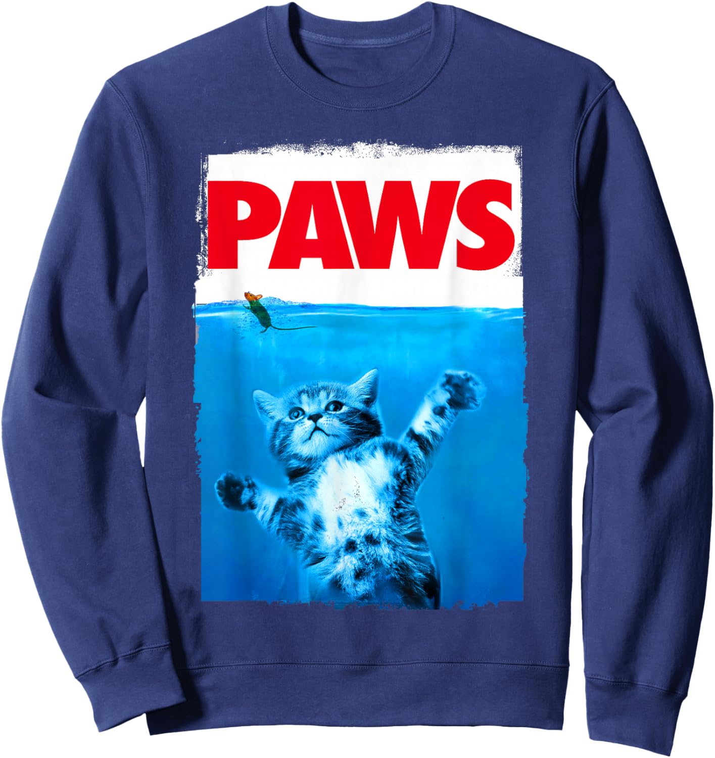 xiongying Paws Cat and Mouse Top, Cute Funny Cat Lover Parody Sweatshirt - Sweatshirt | Navy