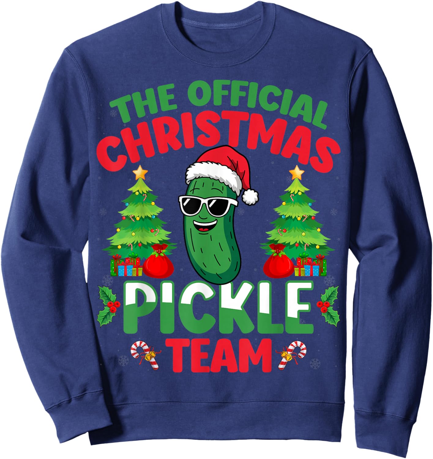 Pickle Wearing Santa Hat Xmas Party - Christmas Pickle Team Sweatshirt - Sweatshirt | Navy