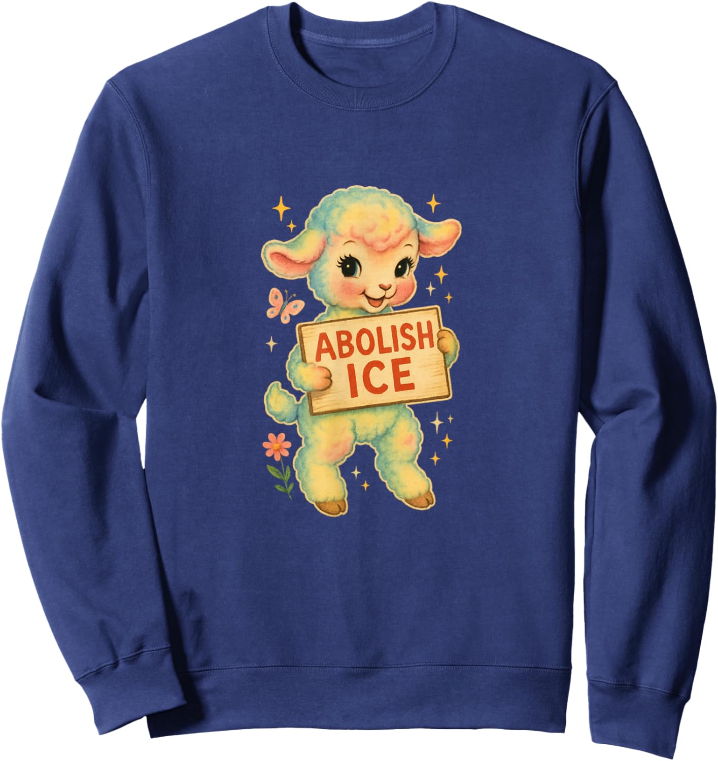 Abolish ICE Lamb Retro Graphic Sweatshirt - Sweatshirt | Navy