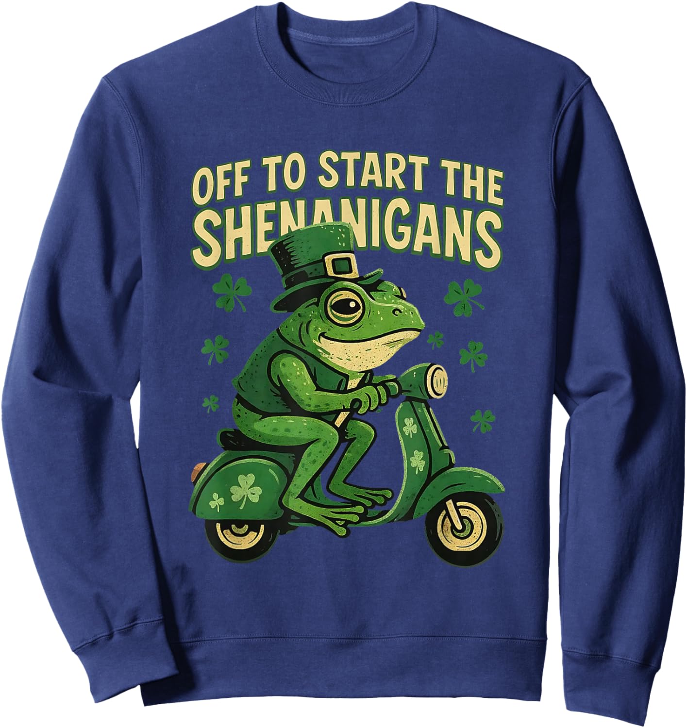 Funny Frog Green Lucky Shamrock Party St.Patrick's Day Sweatshirt - Sweatshirt | Navy