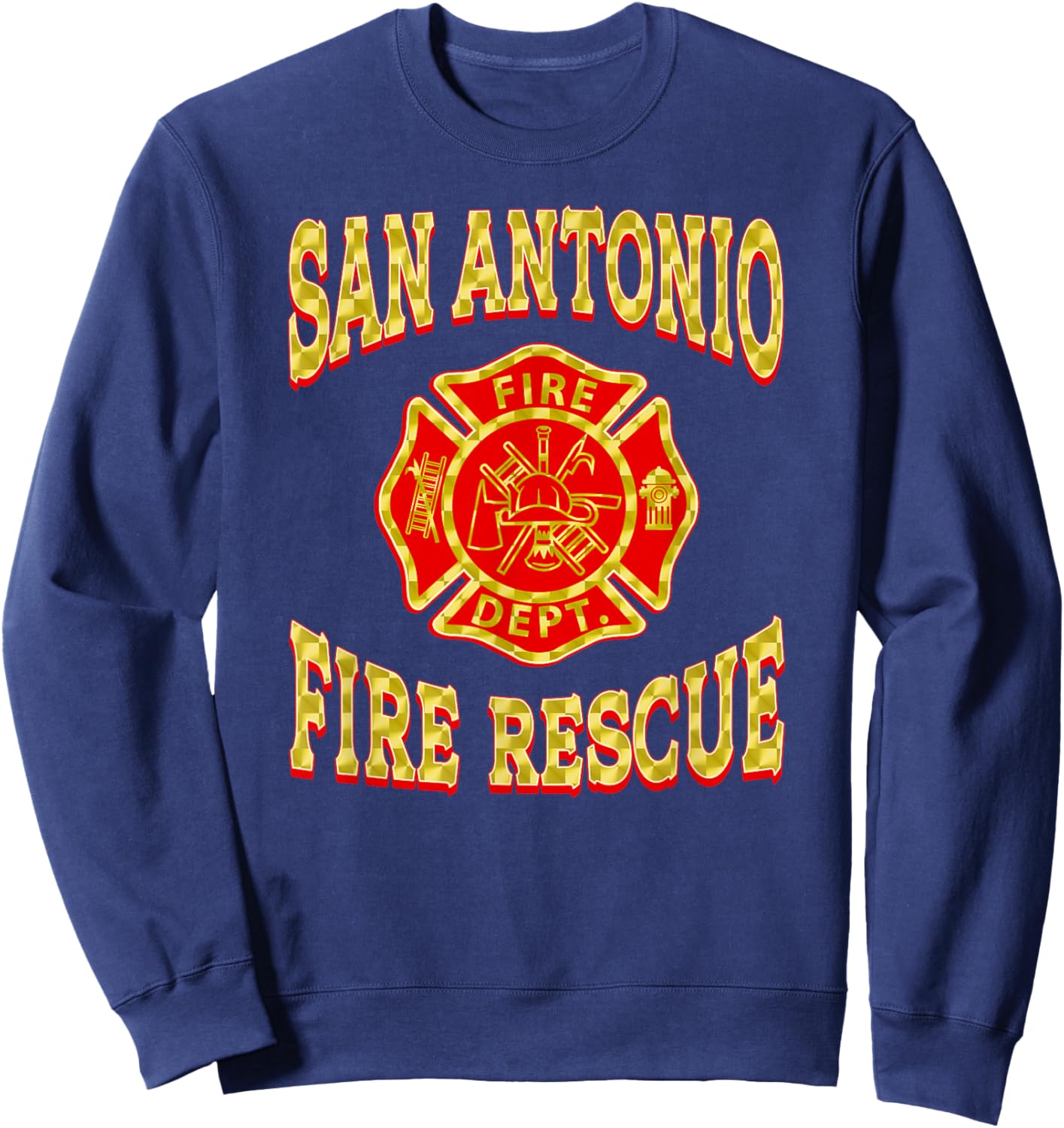 Retro San Antonio Fire Department Flag Texas Firefighter Sweatshirt - Sweatshirt | Navy