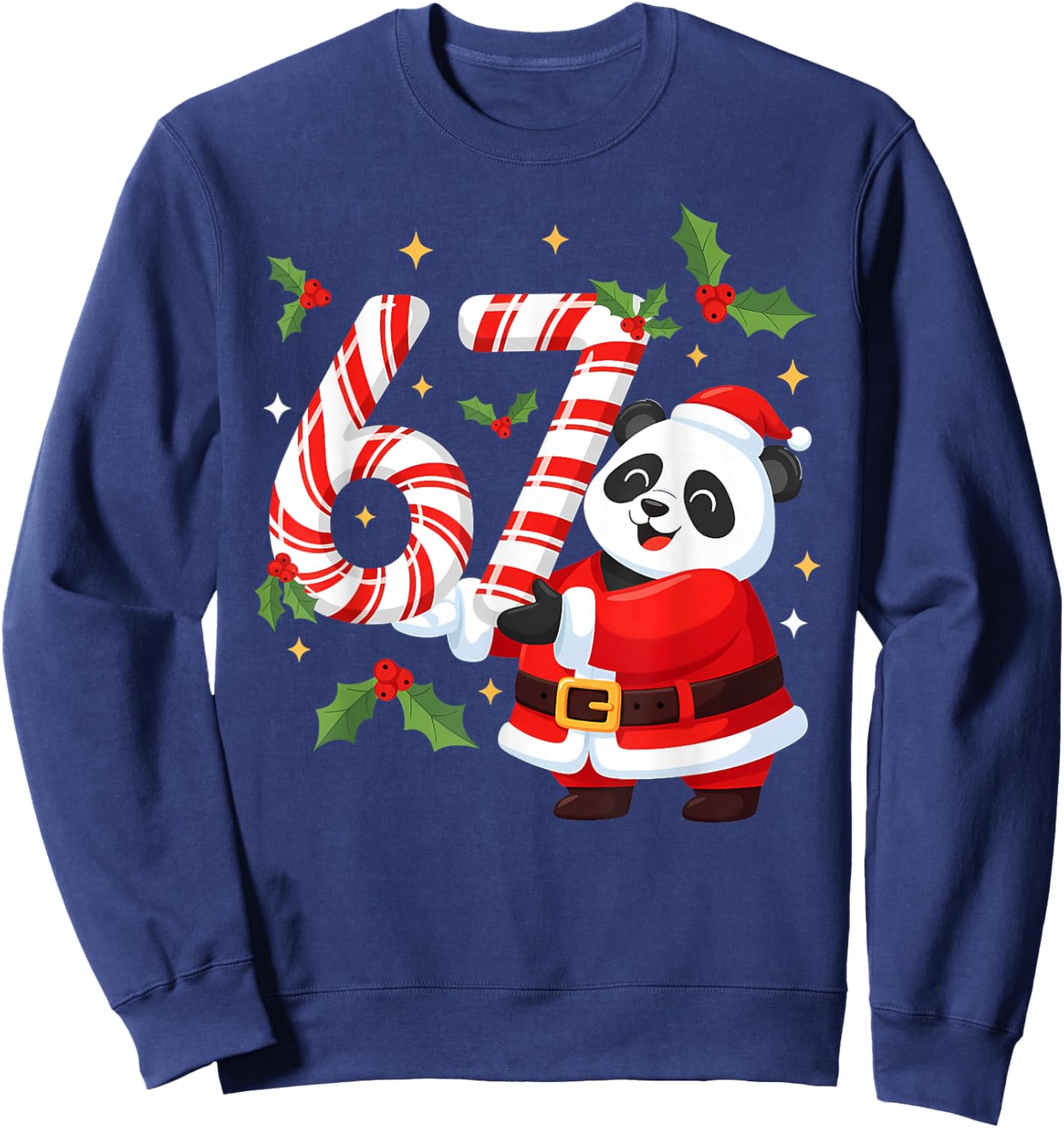 Funny 67 Meme Panda Christmas PJm Men Women Family Matching Sweatshirt - Sweatshirt | Navy
