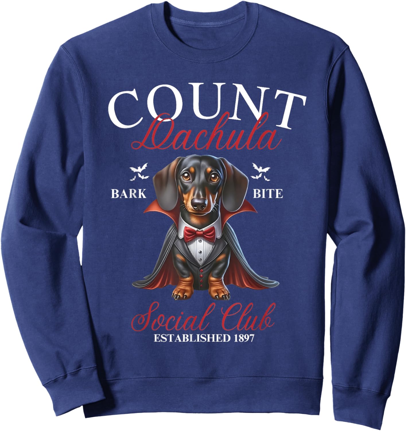 Dachshund Halloween Social Club Halloweenie Weiner Men Women Sweatshirt - Sweatshirt | Navy