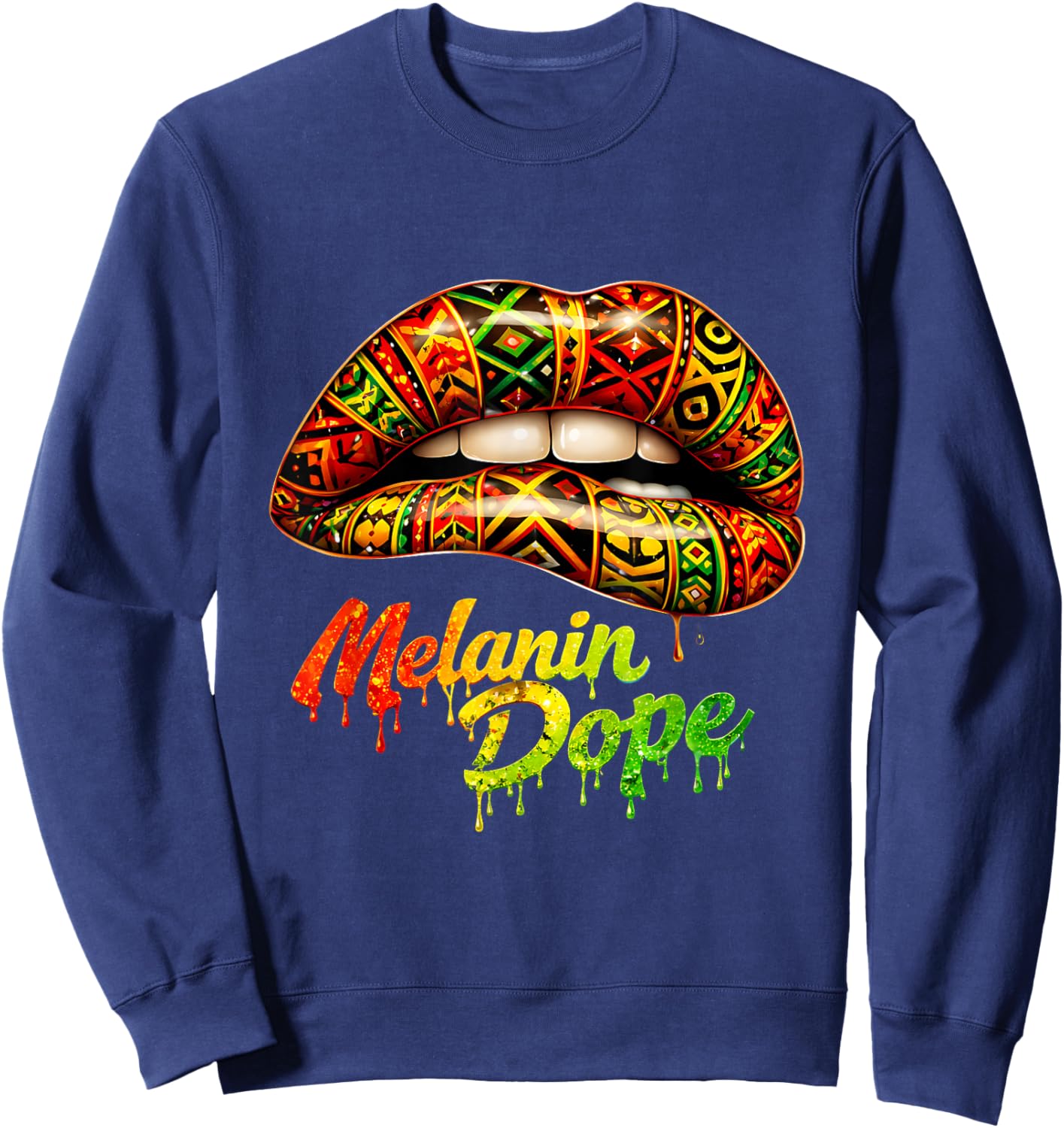 Black Woman Pride Strong Tribal Lips Melanin Queen Sweatshirt - Sweatshirt | Navy