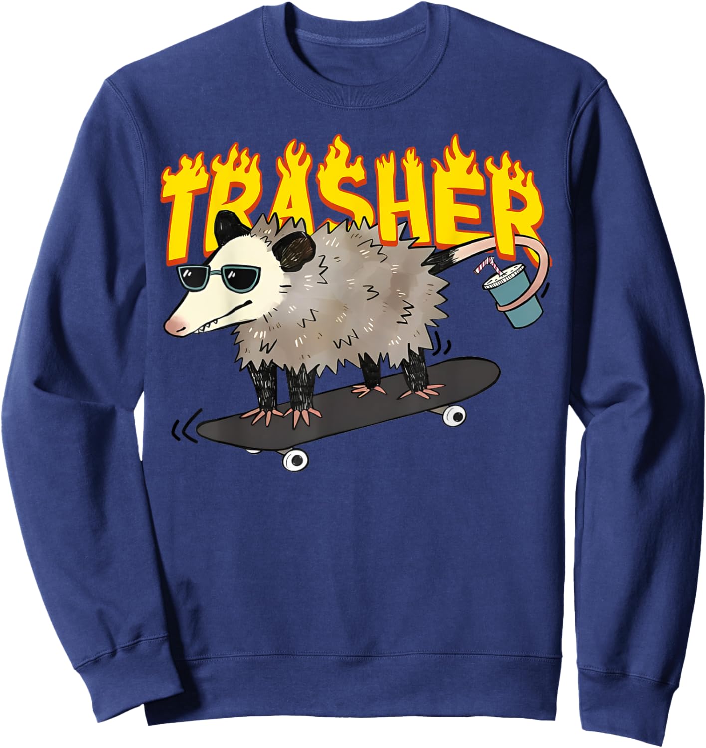 Opossum Skateboard Funny Trasher Possum Skater Men Women Kid Sweatshirt - Sweatshirt | Navy