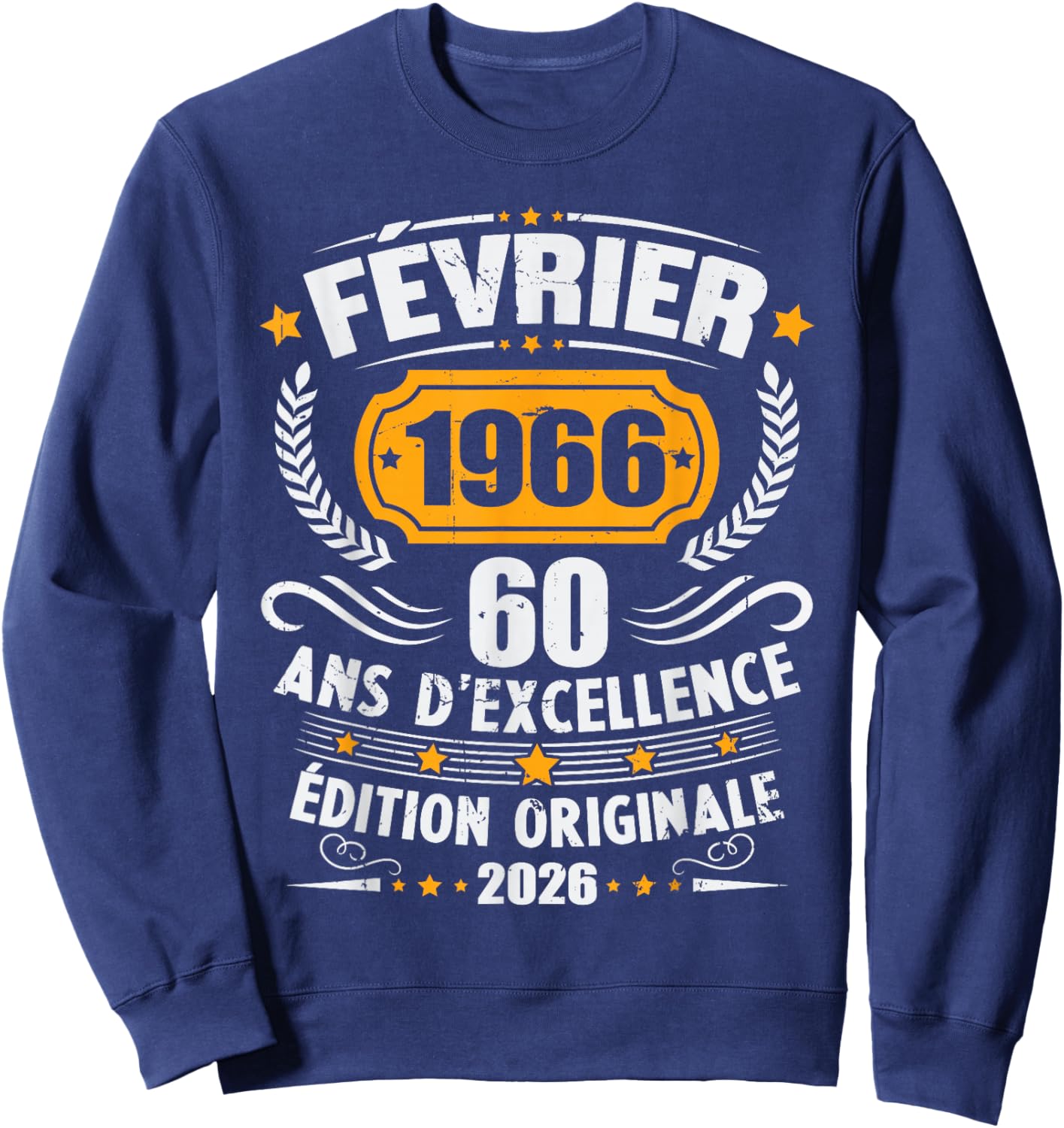 Vintage February 1966 60th Birthday Gift Man Woman Sweatshirt - Sweatshirt | Navy