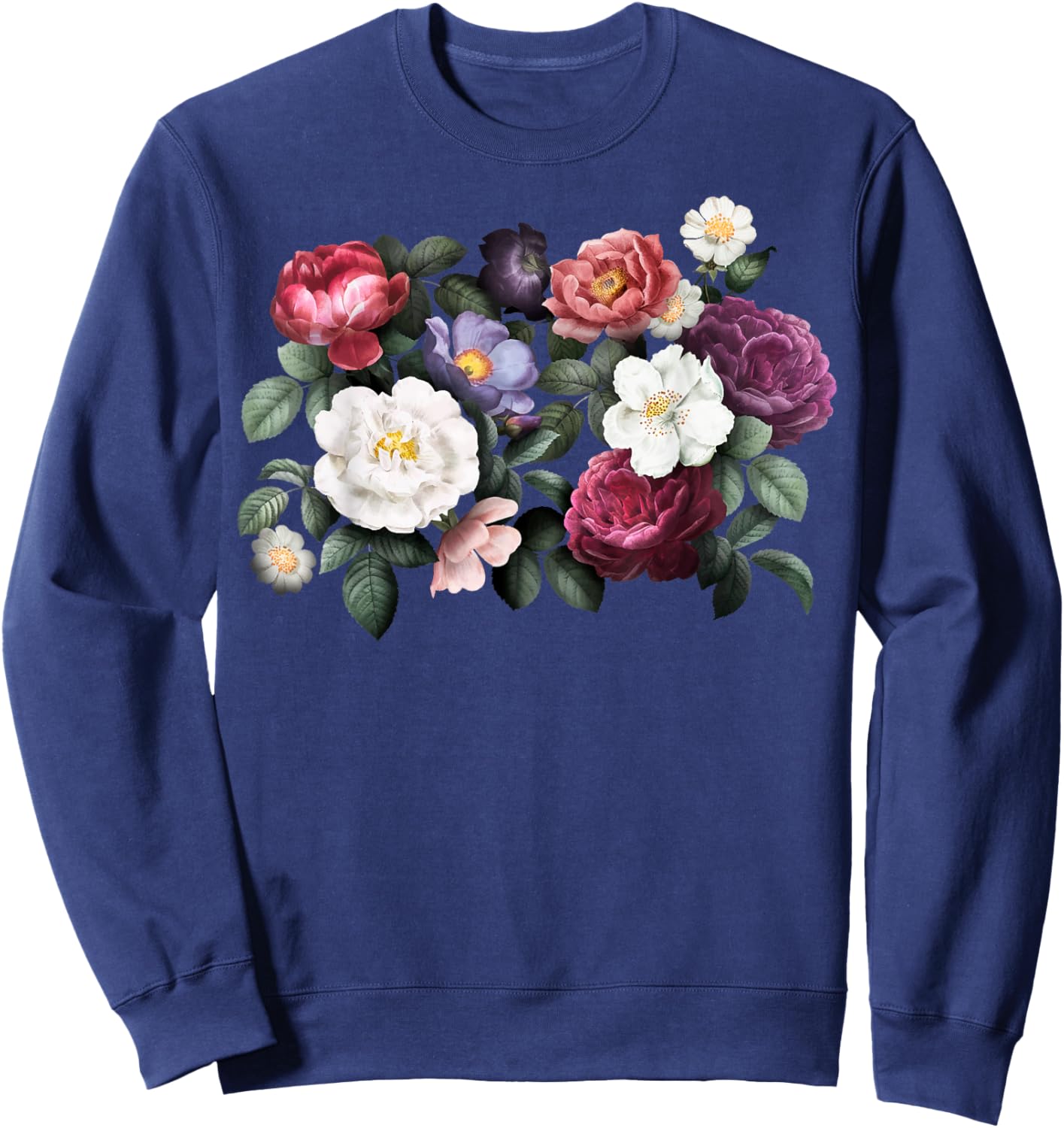 Vintage Flowers Bouquet Floral Garden Lover Botanical Plants Sweatshirt - Sweatshirt | Navy