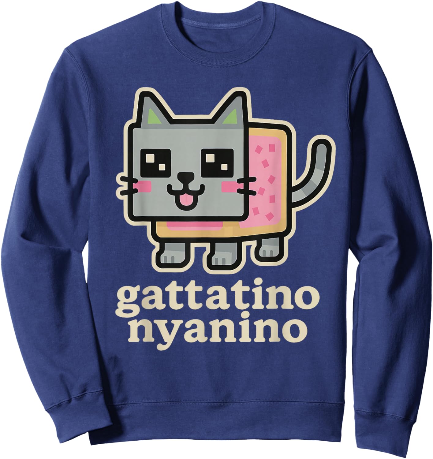 Gattatino Nyanino - Funny Cat Brainrot Gamer Teen Slang Meme Sweatshirt - Sweatshirt | Navy