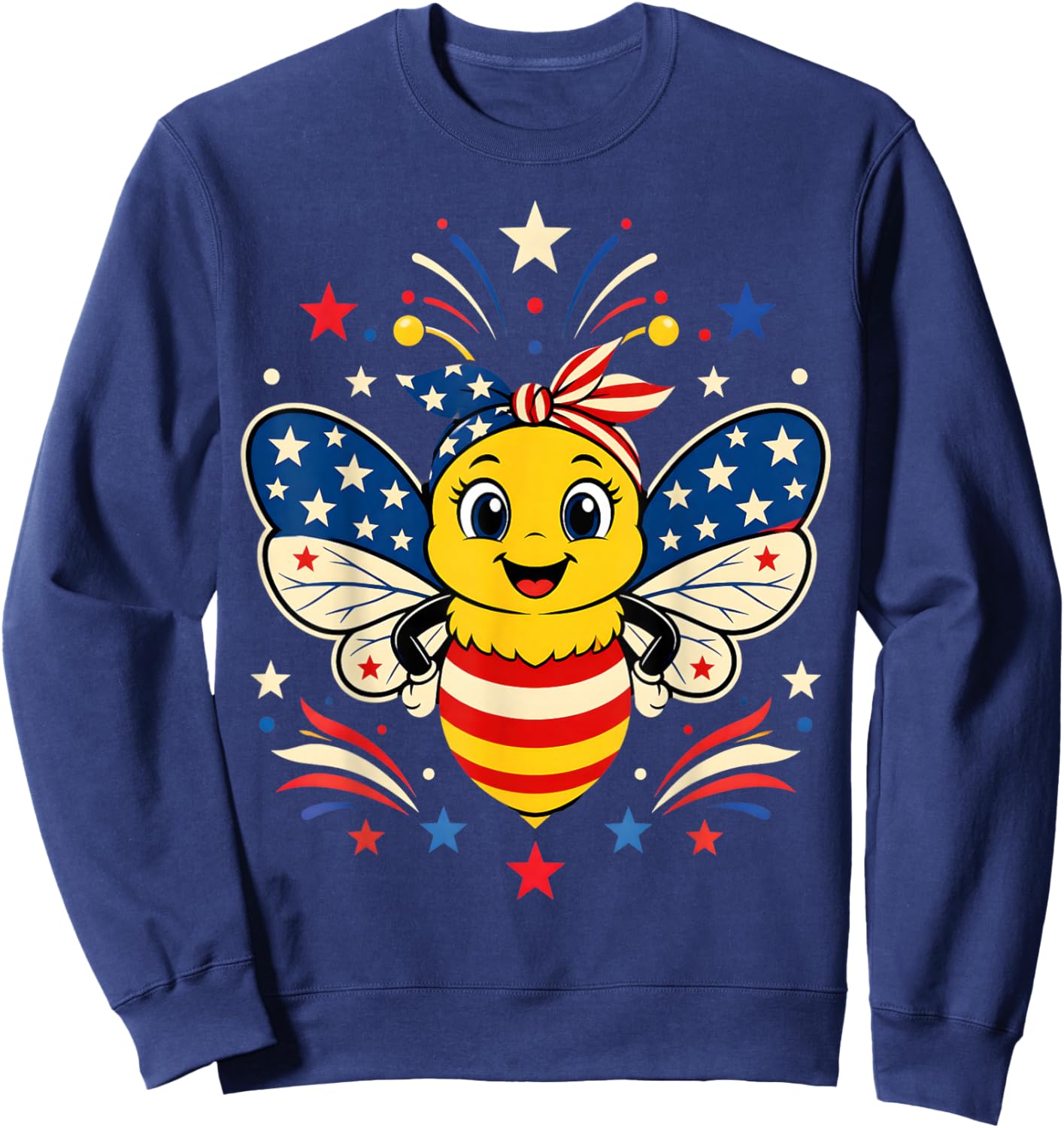 Patriotic Bee 4th of July Sweatshirt - Sweatshirt | Navy