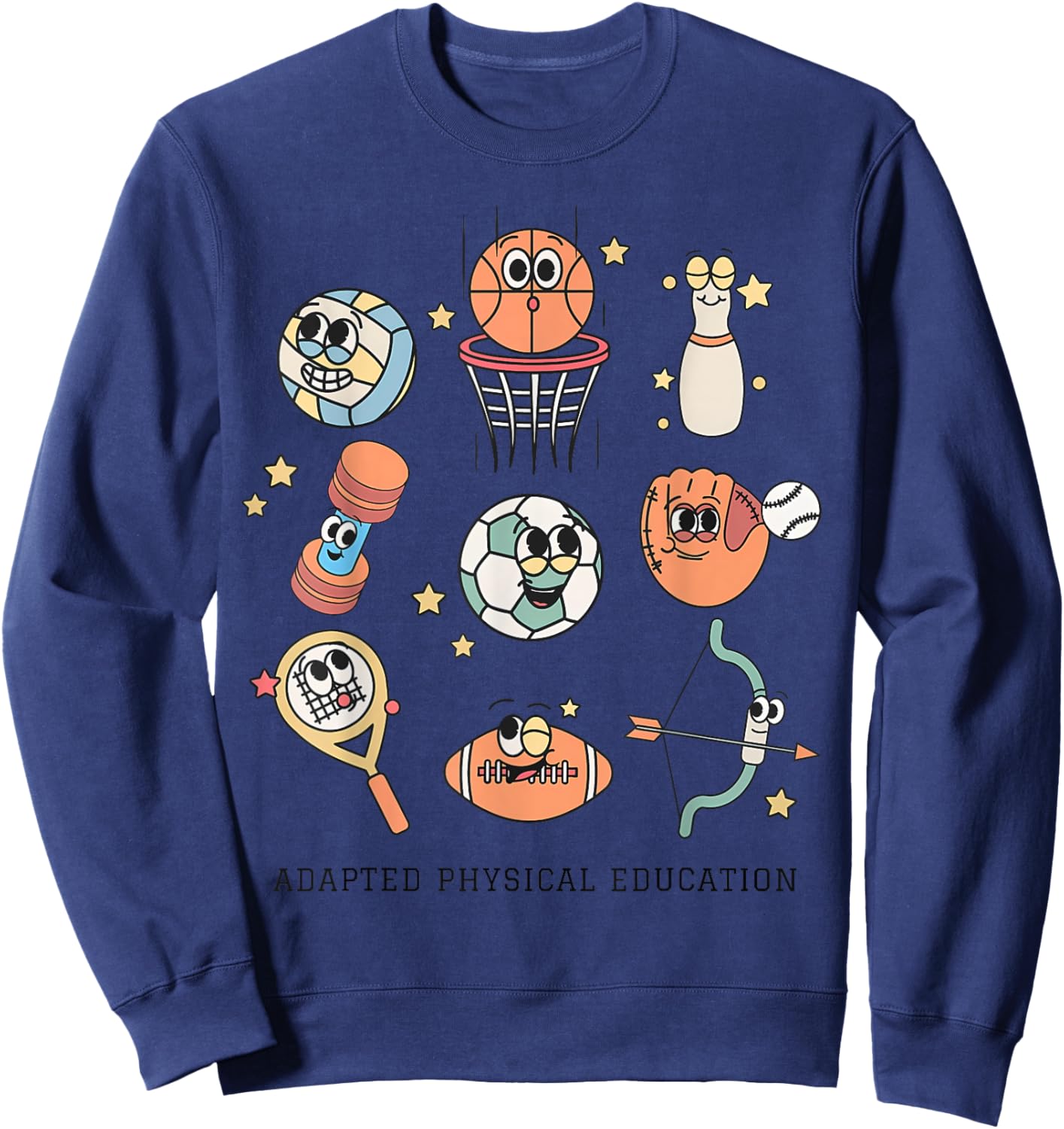 Cute Adapted Physical Education Teacher Sports Ape Teacher Sweatshirt - Sweatshirt | Navy