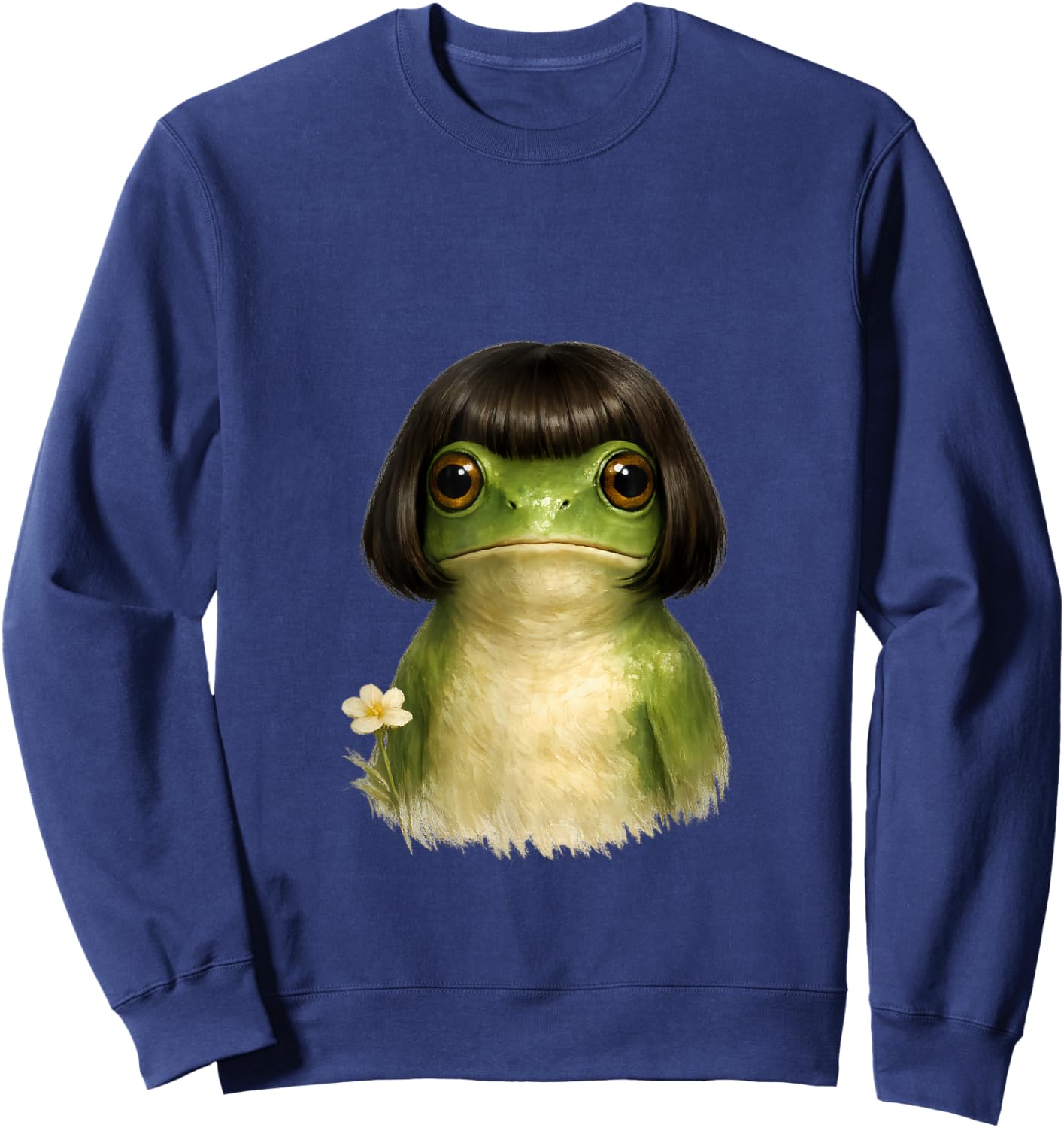 Surreal Frog Portrait in Bob Wig Sweatshirt - Sweatshirt | Navy