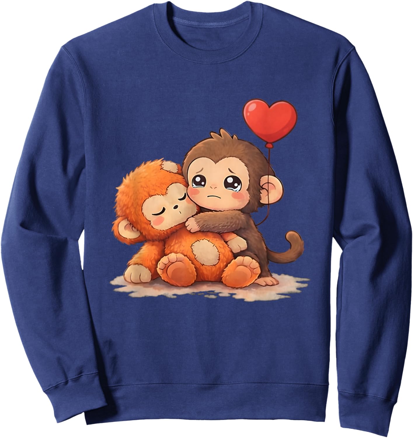 Cute Baby Monkey Punch Sad Little Punch Big Love Sweatshirt - Sweatshirt | Navy