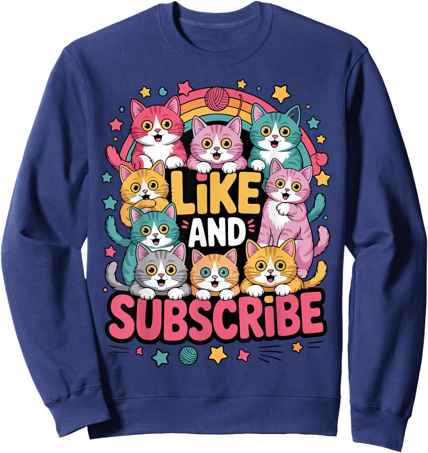 Like and Subscribe Cat Sweatshirt - Sweatshirt | Navy