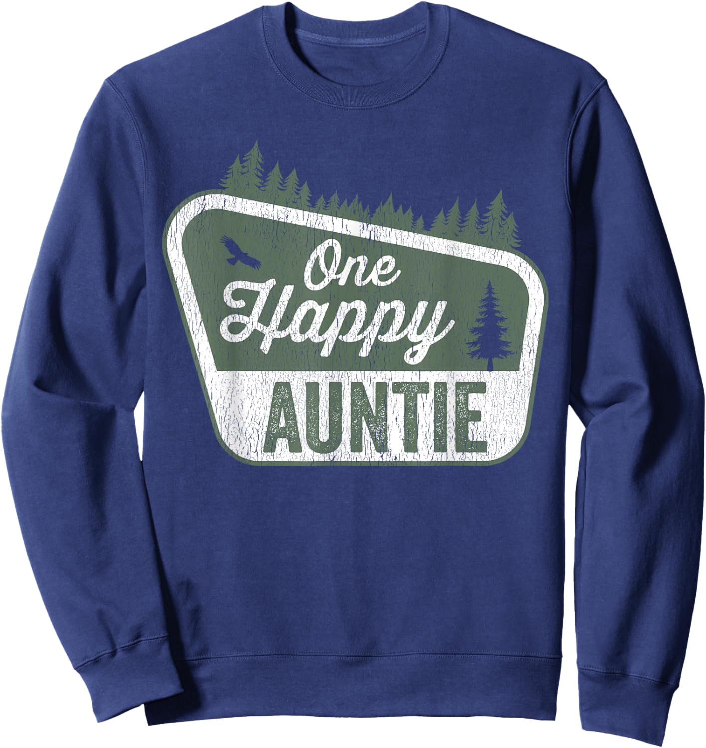 One Happy Auntie Matching Family Birthday Party Camping Sweatshirt - Sweatshirt | Navy